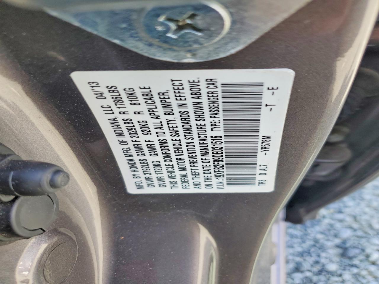 2013 Honda Civic Ex Silver vin: 19XFB2F89DE031516