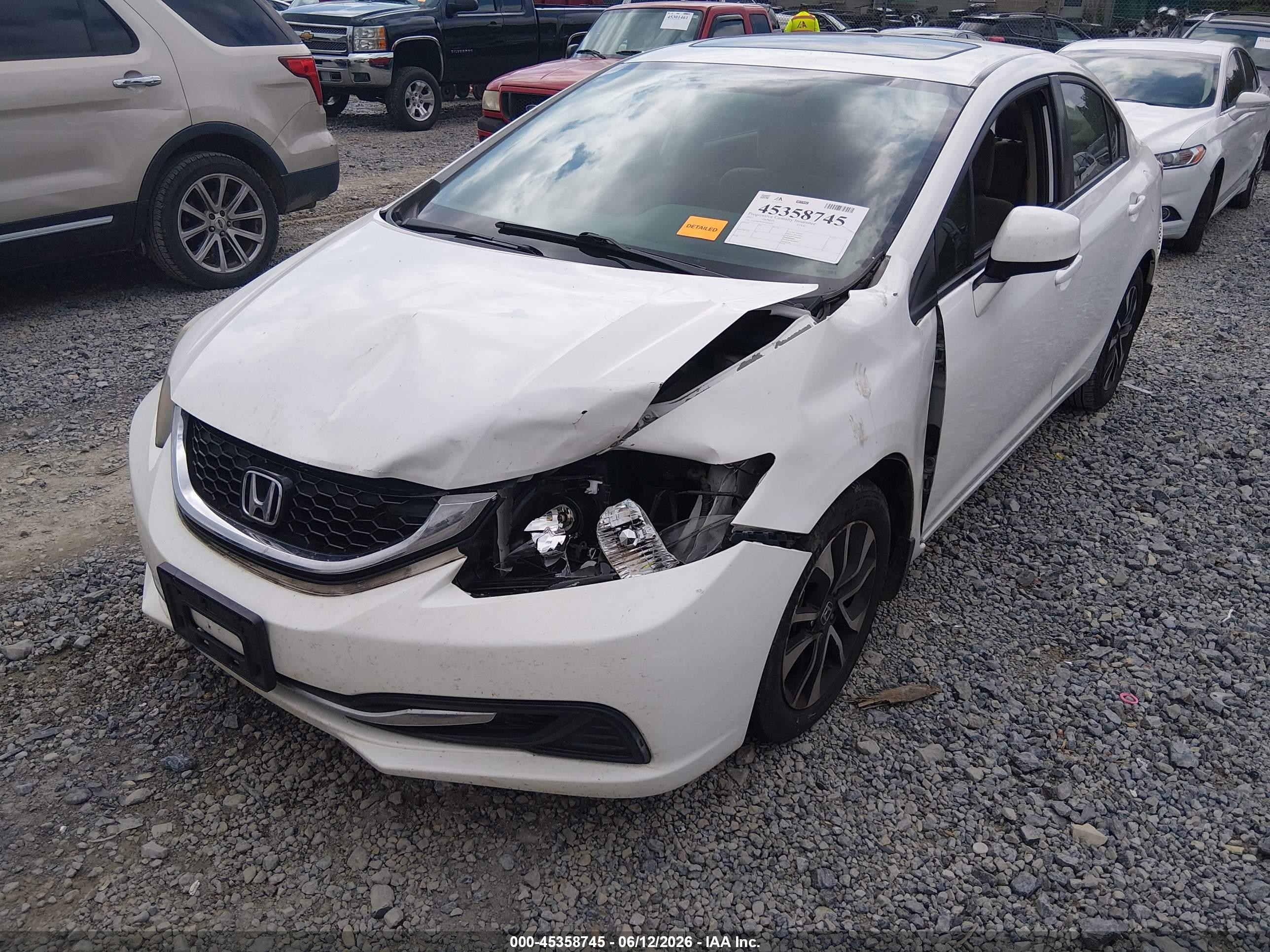 2013 Honda Civic Ex Белый vin: 19XFB2F89DE085267