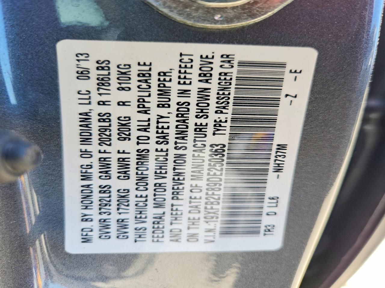 2013 Honda Civic Ex Silver vin: 19XFB2F89DE250363