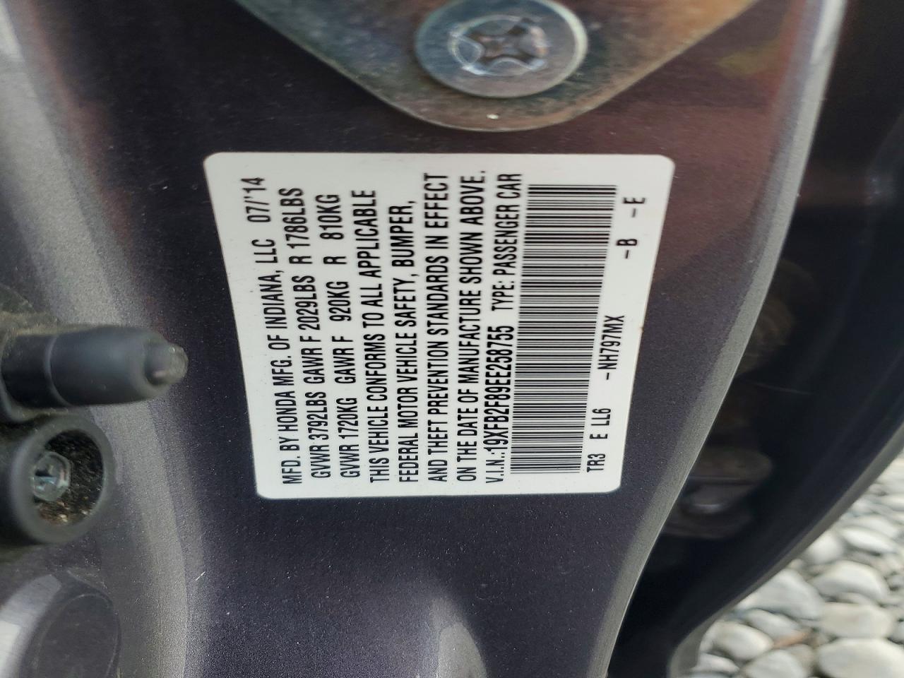 2014 Honda Civic Ex Silver vin: 19XFB2F89EE258755