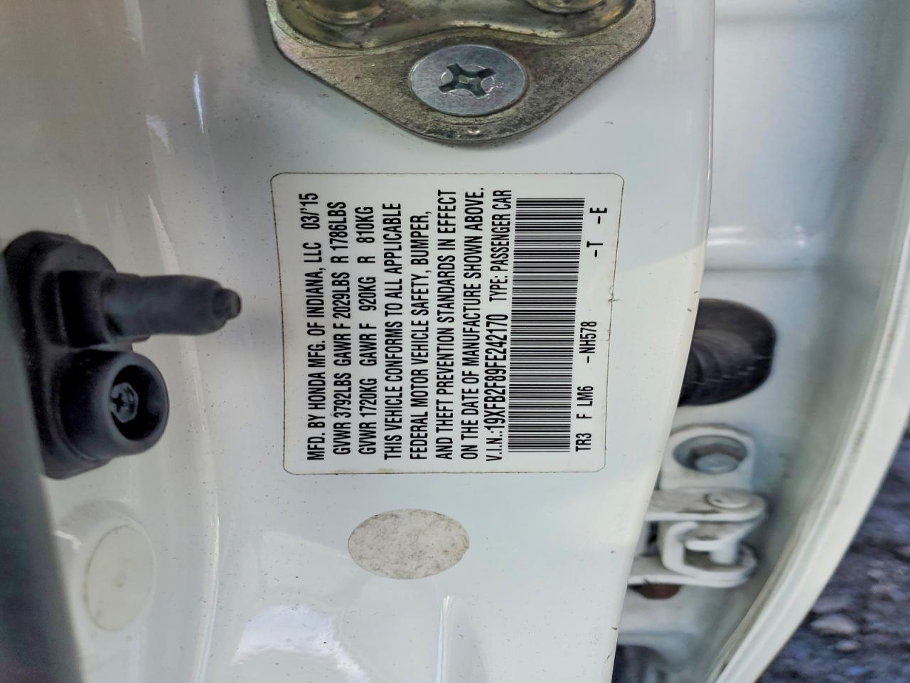 2015 Honda Civic Ex White vin: 19XFB2F89FE242170