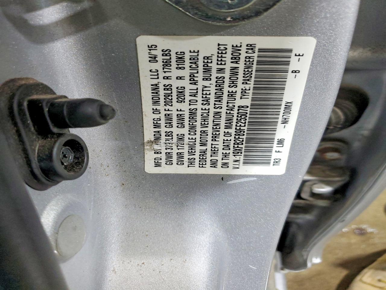2015 Honda Civic Ex Silver vin: 19XFB2F89FE255078