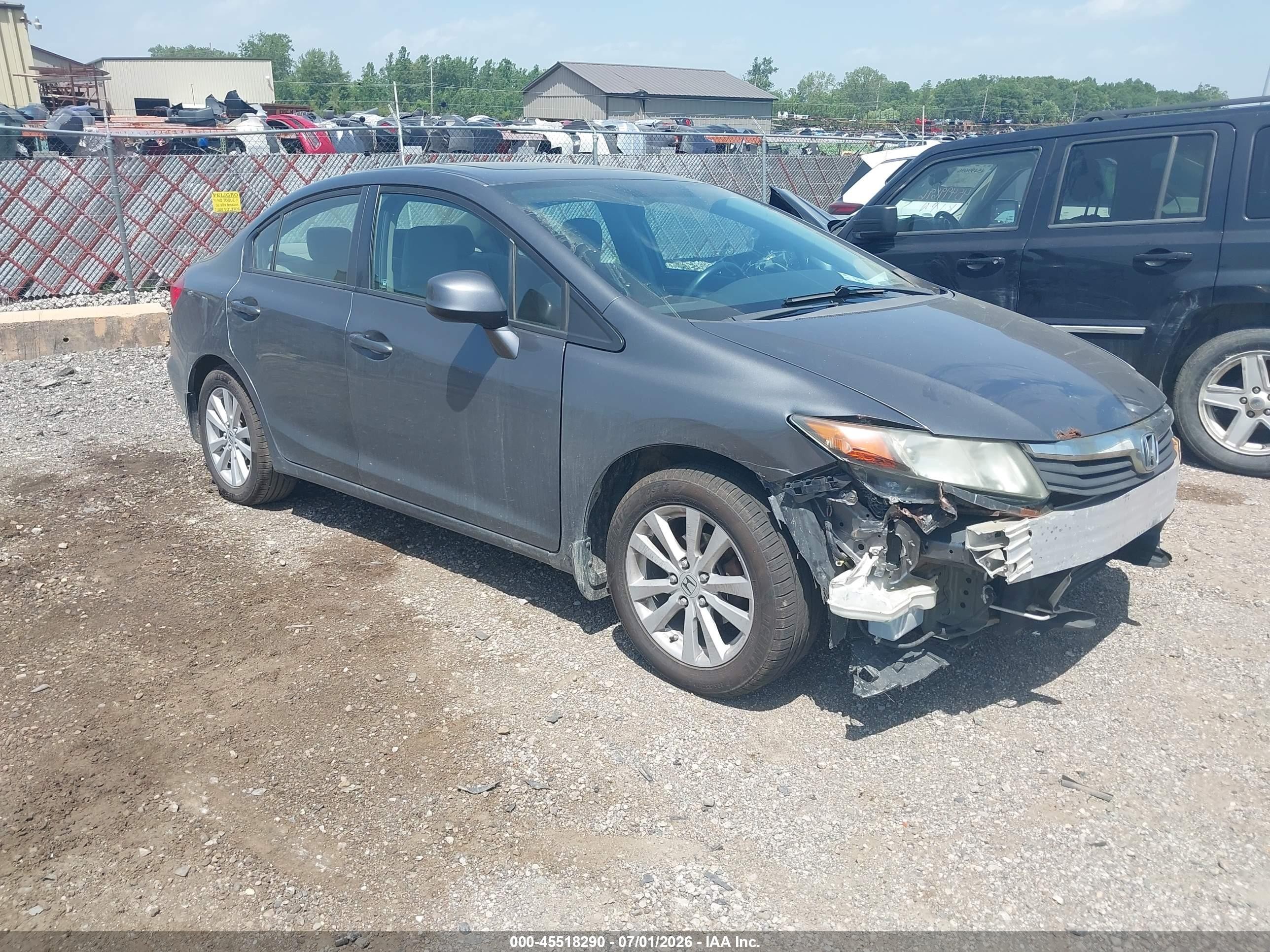 2012 Honda Civic Ex Серый vin: 19XFB2F8XCE033466