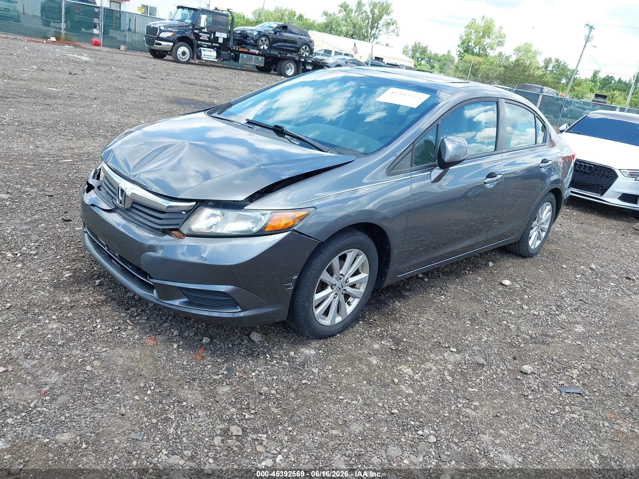 2012 Honda Civic Ex Gray vin: 19XFB2F8XCE089794