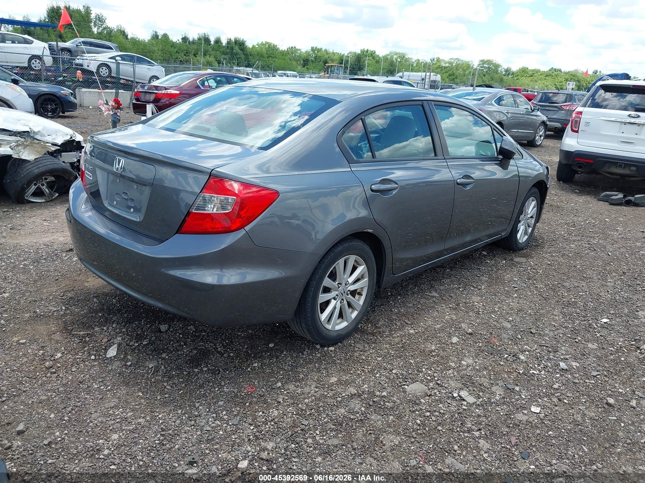 2012 Honda Civic Ex Gray vin: 19XFB2F8XCE089794