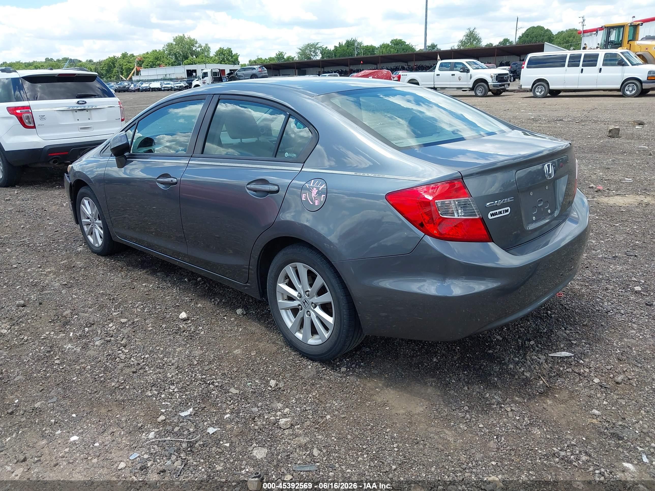 2012 Honda Civic Ex Gray vin: 19XFB2F8XCE089794