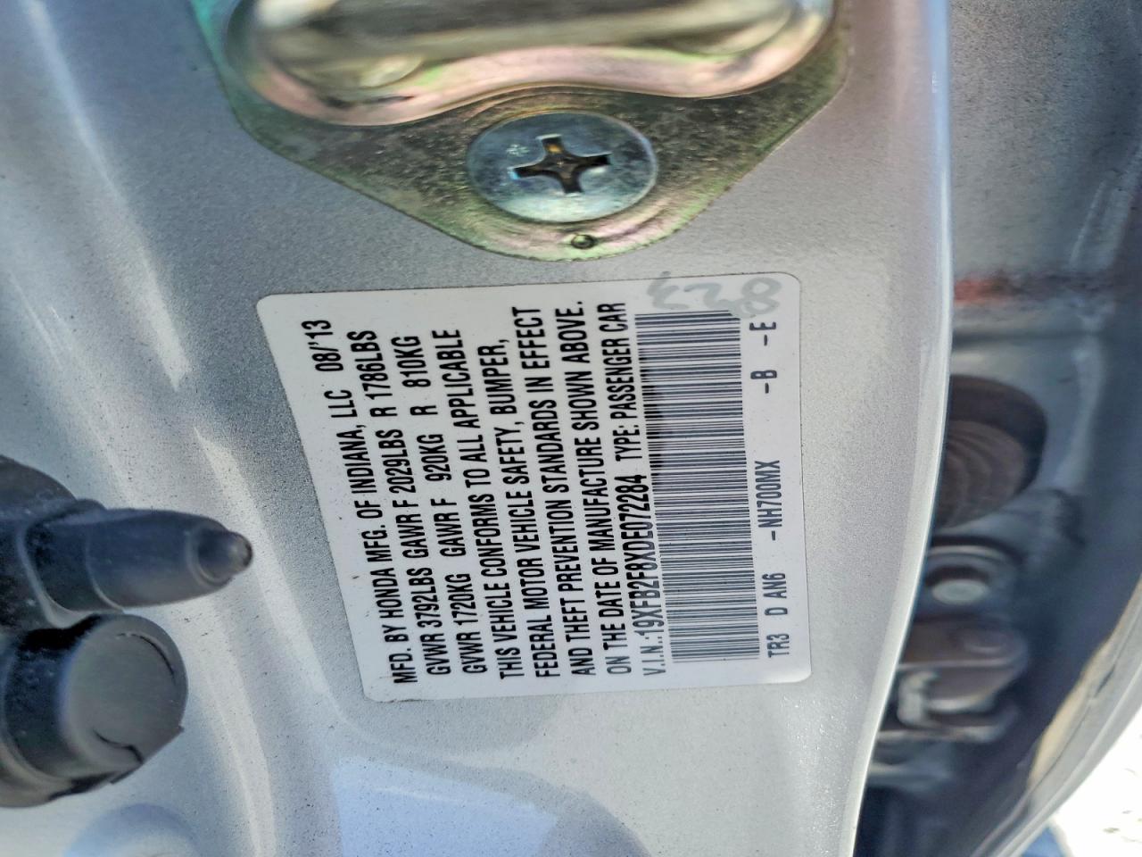 2013 Honda Civic Ex Silver vin: 19XFB2F8XDE072284