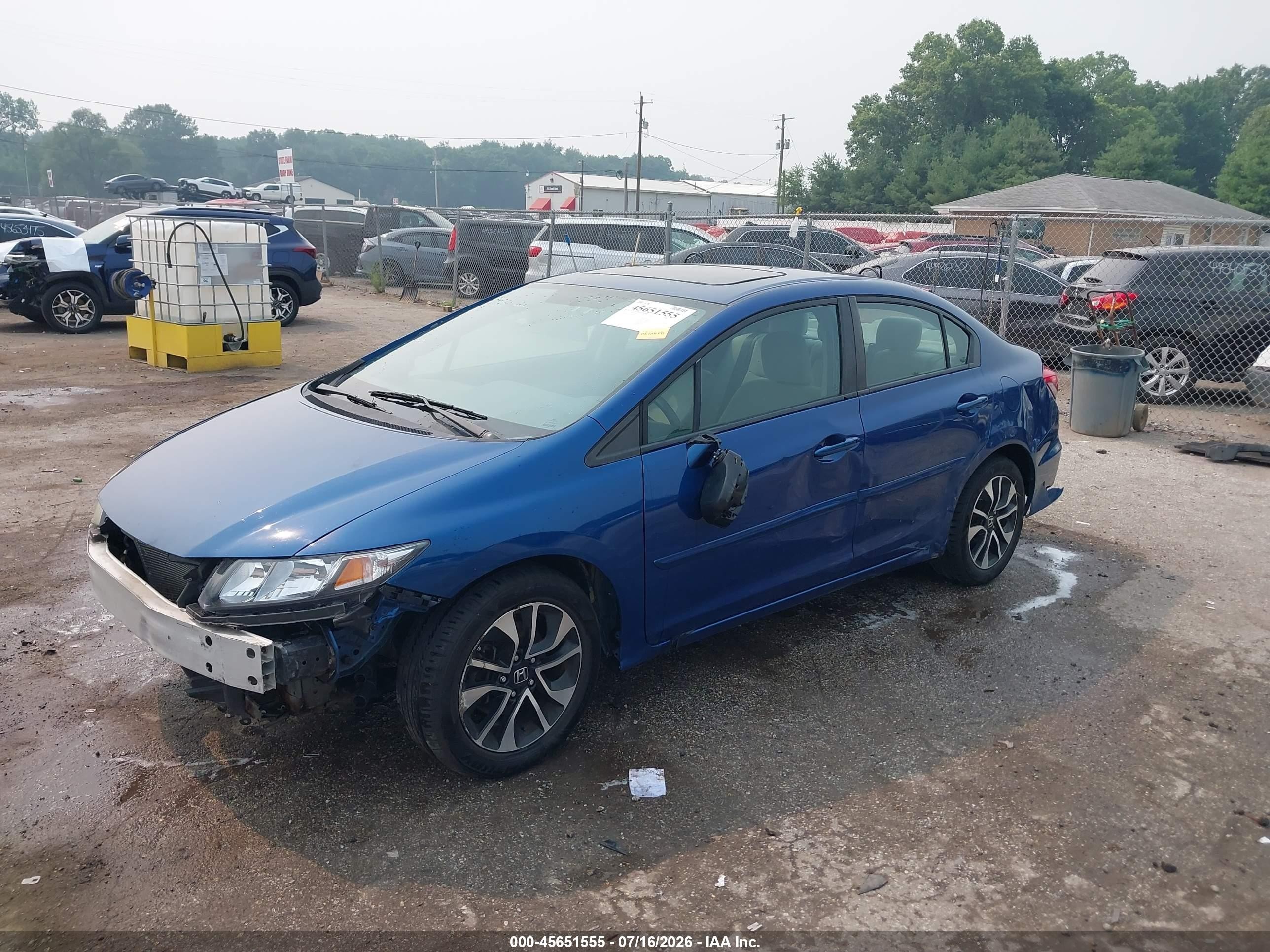 2013 Honda Civic Ex Blue vin: 19XFB2F8XDE074181