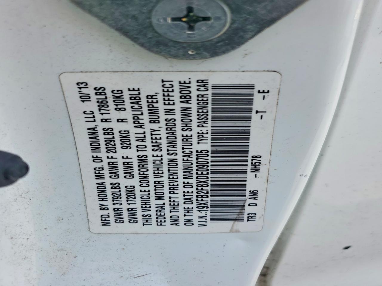 2013 Honda Civic Ex White vin: 19XFB2F8XDE090705