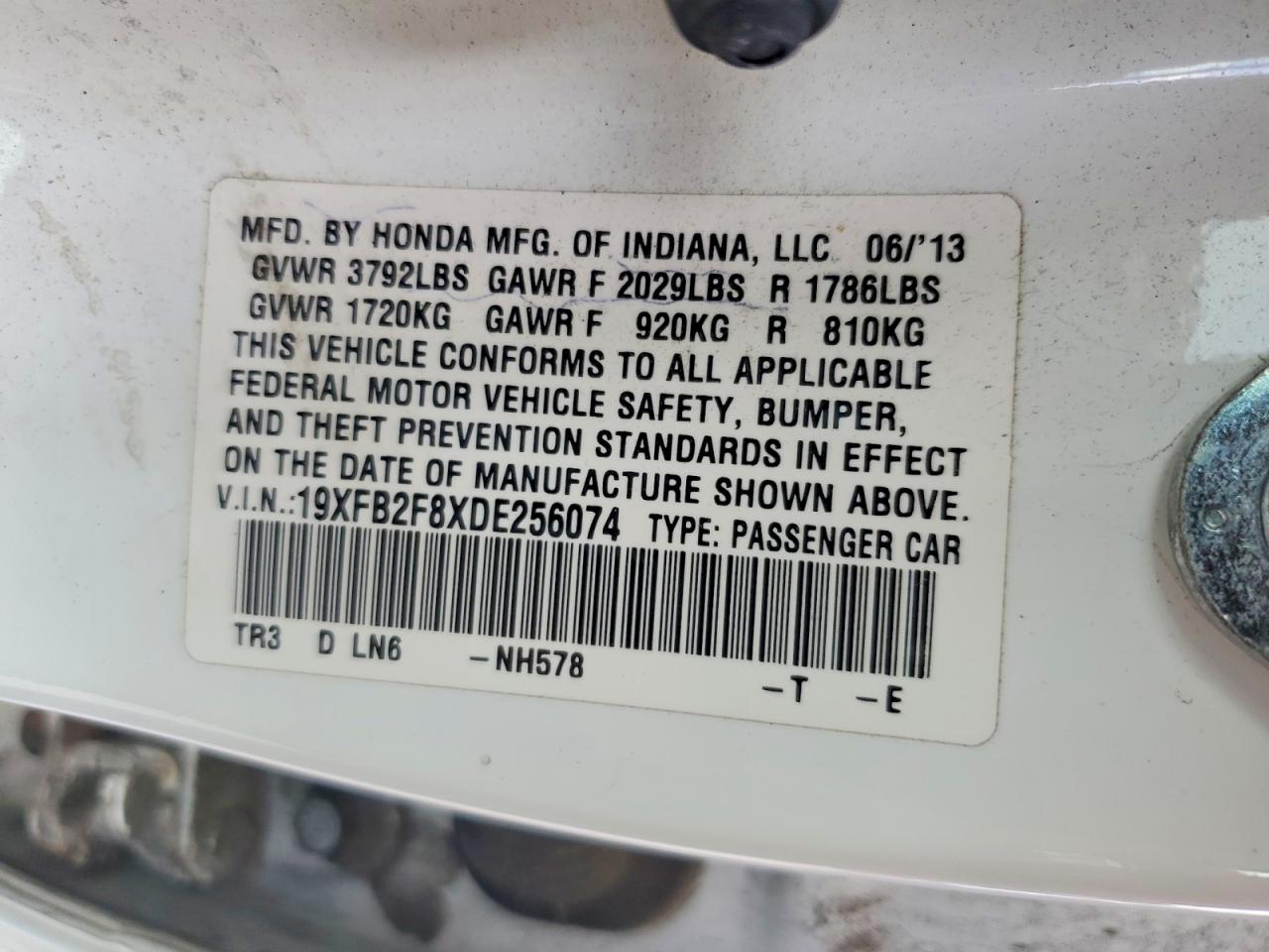 2013 Honda Civic Ex White vin: 19XFB2F8XDE256074