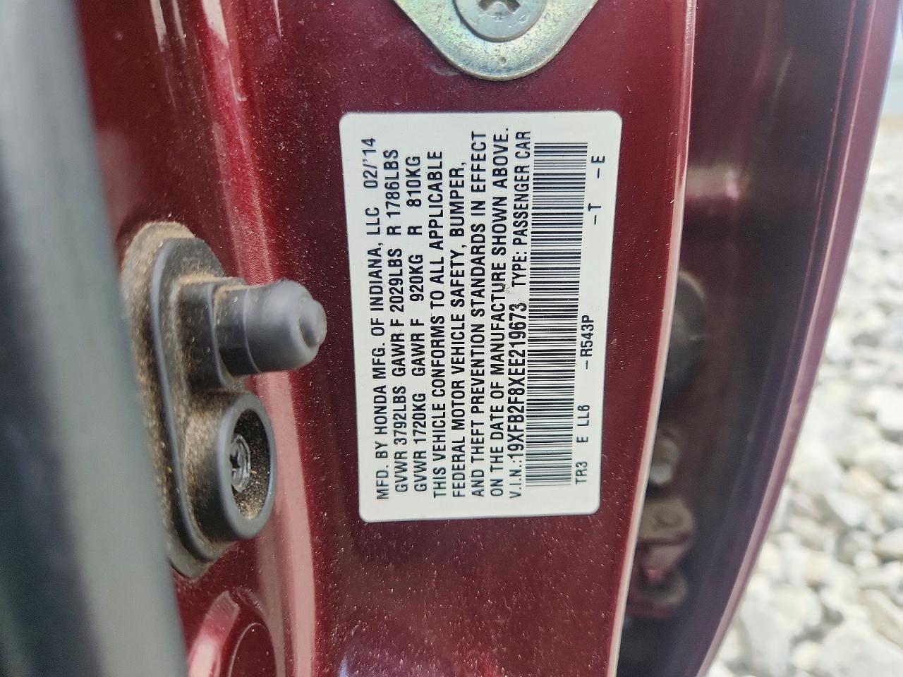 2014 Honda Civic Ex Maroon vin: 19XFB2F8XEE219673