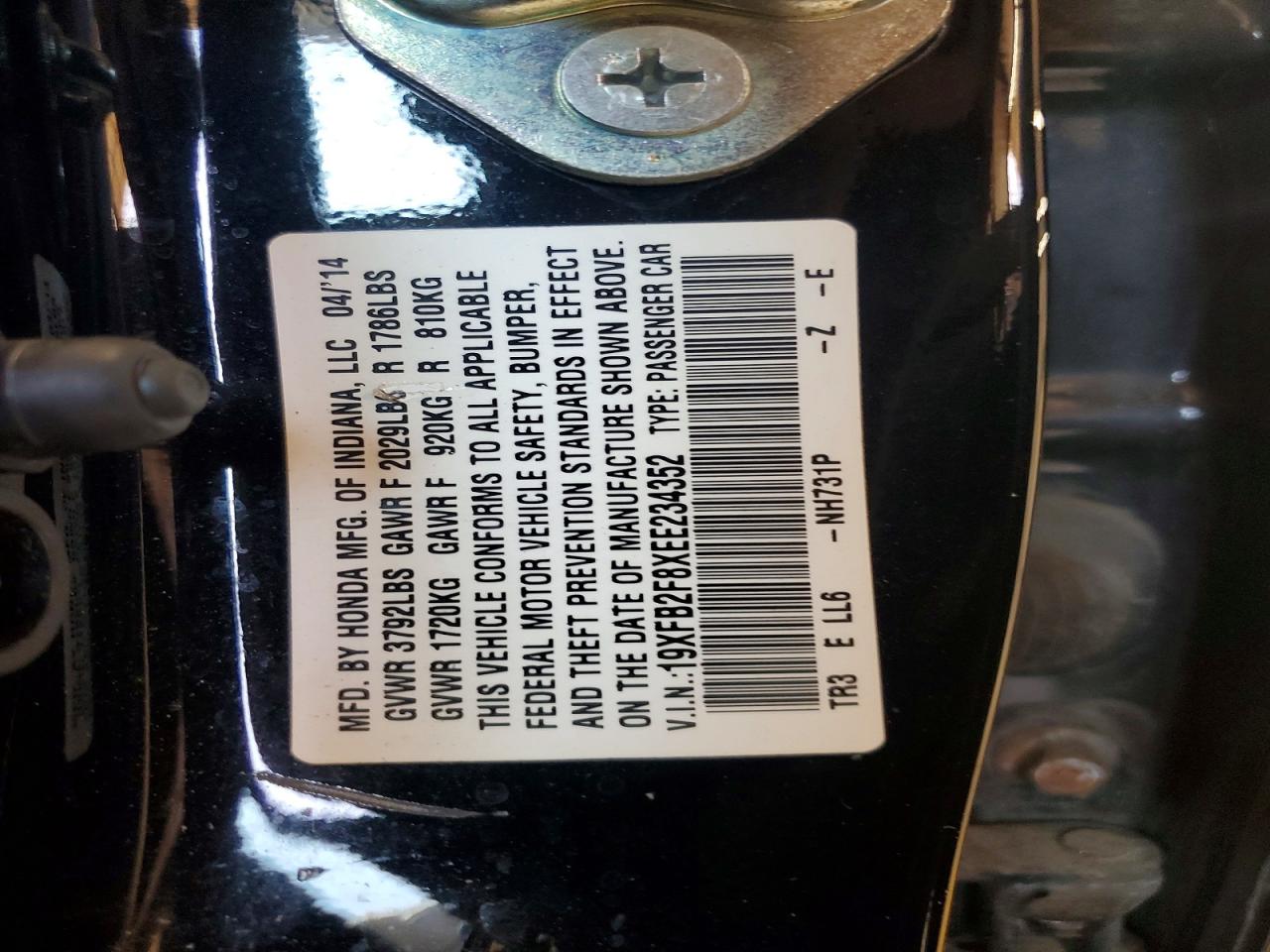 2014 Honda Civic Ex Black vin: 19XFB2F8XEE234352