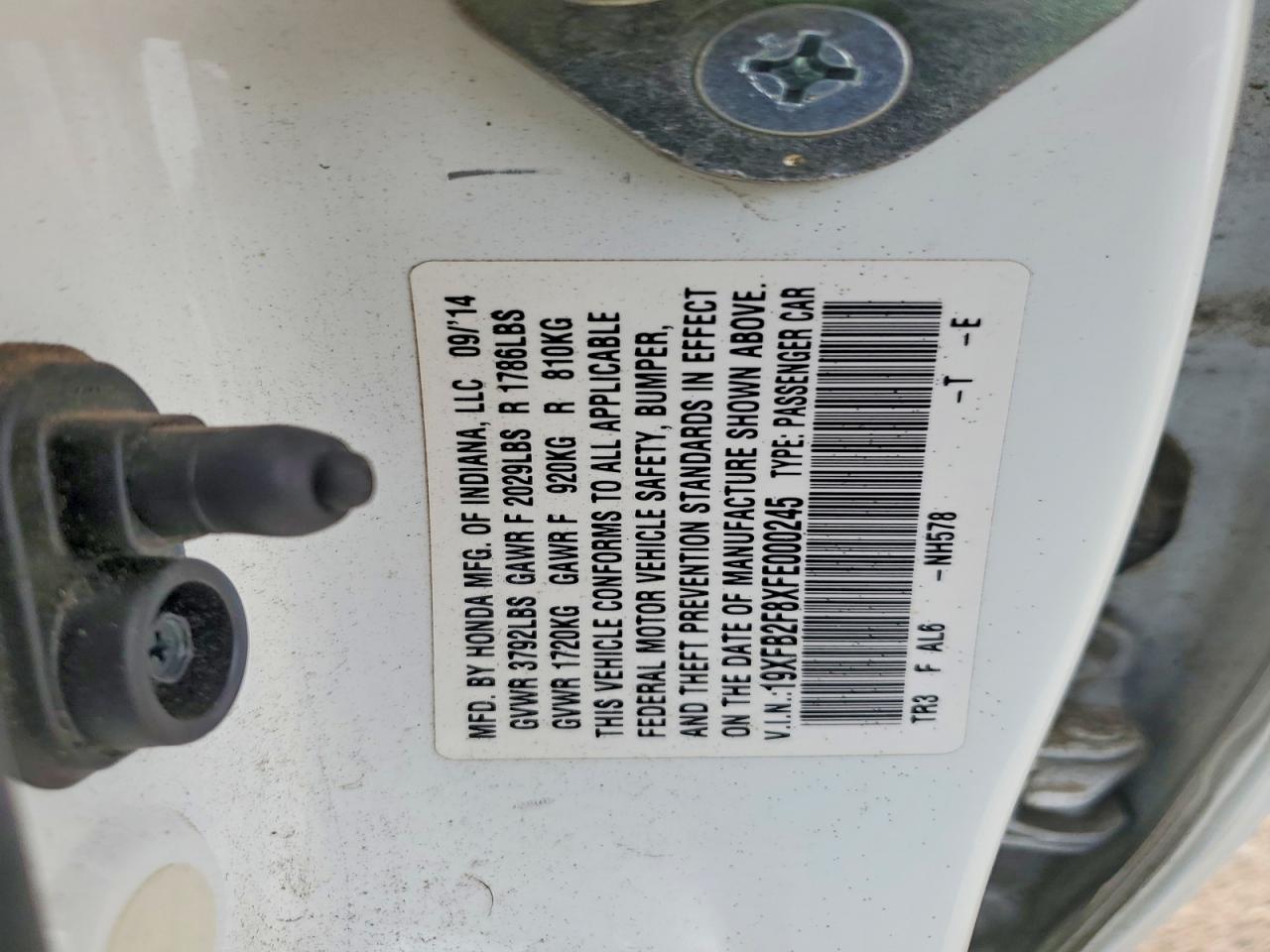 2015 Honda Civic Ex White vin: 19XFB2F8XFE000245