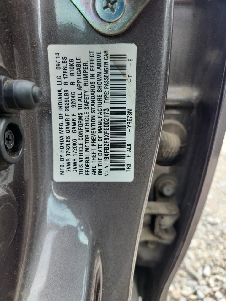 2015 Honda Civic Ex Серый vin: 19XFB2F8XFE002173