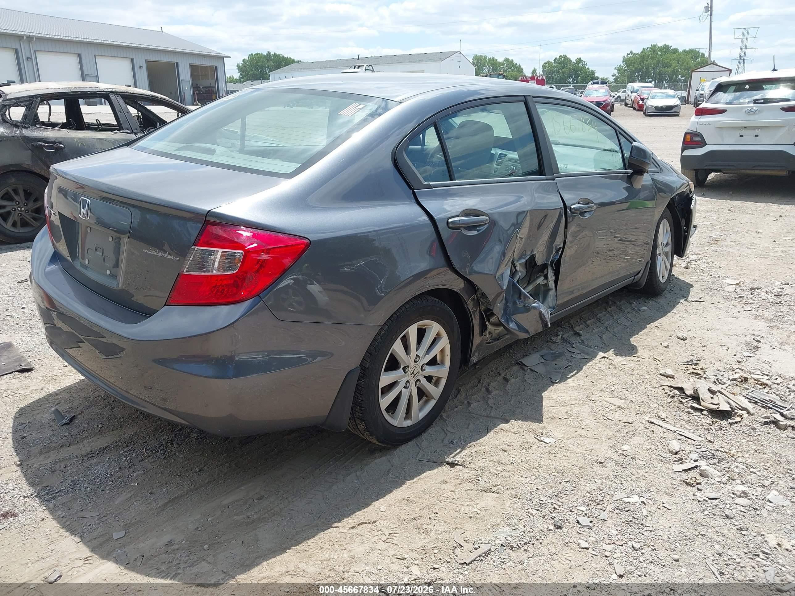 2012 Honda Civic Ex-l Gray vin: 19XFB2F90CE023652