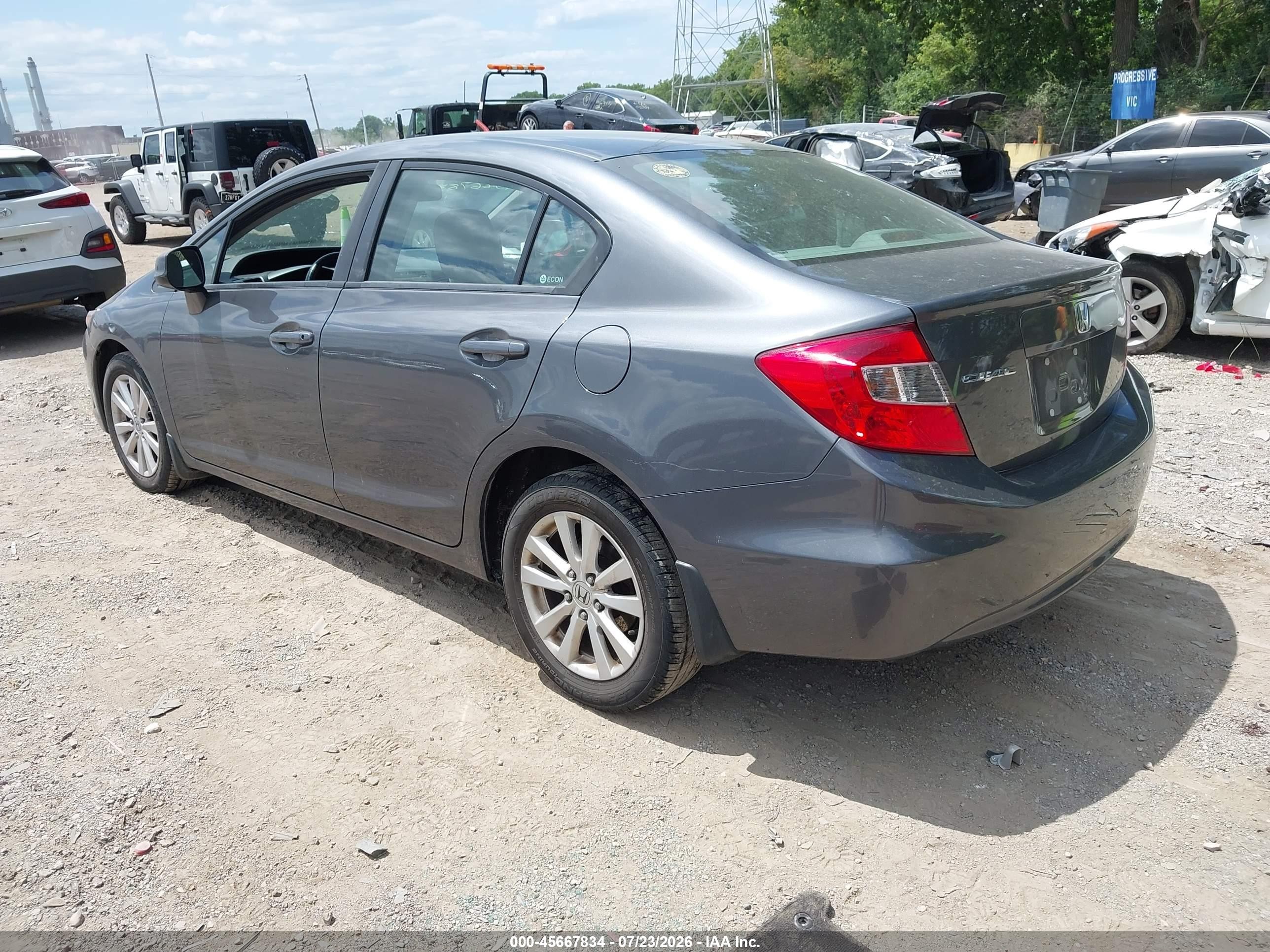 2012 Honda Civic Ex-l Gray vin: 19XFB2F90CE023652