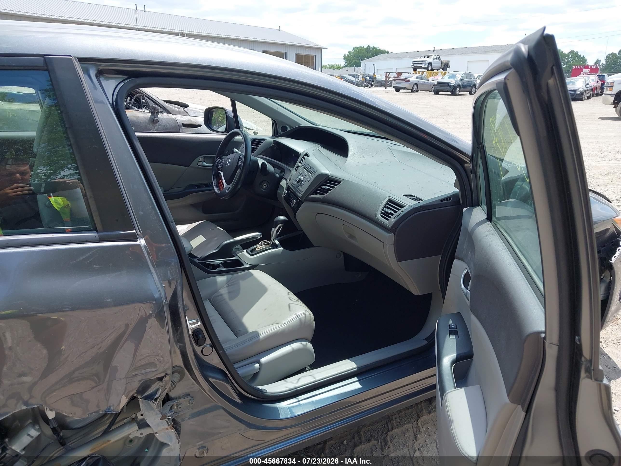 2012 Honda Civic Ex-l Gray vin: 19XFB2F90CE023652