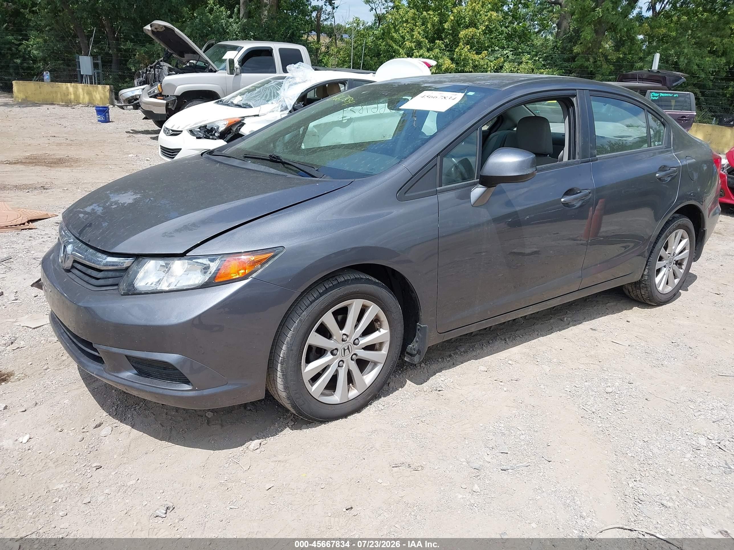 2012 Honda Civic Ex-l Gray vin: 19XFB2F90CE023652