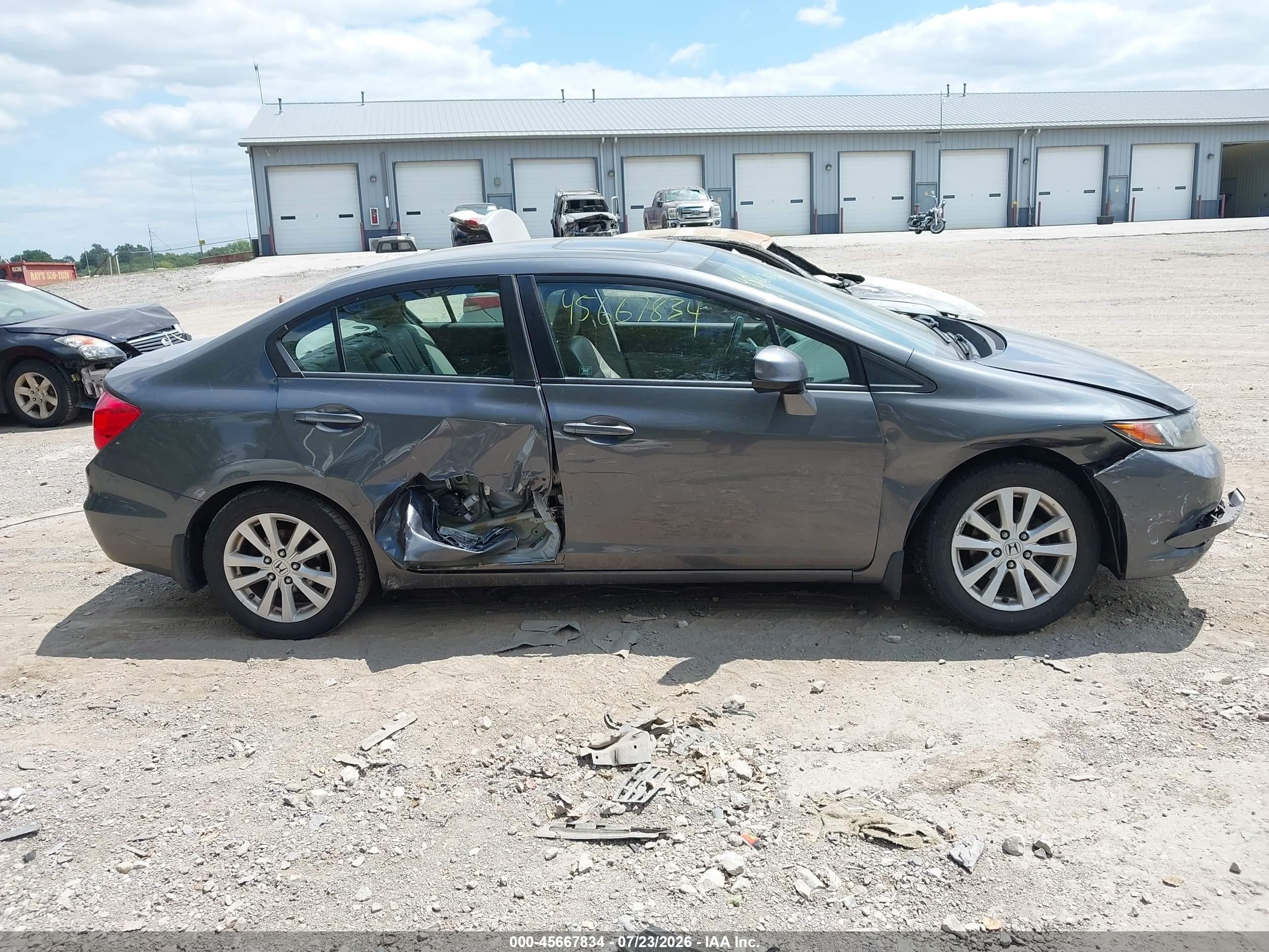 2012 Honda Civic Ex-l Gray vin: 19XFB2F90CE023652