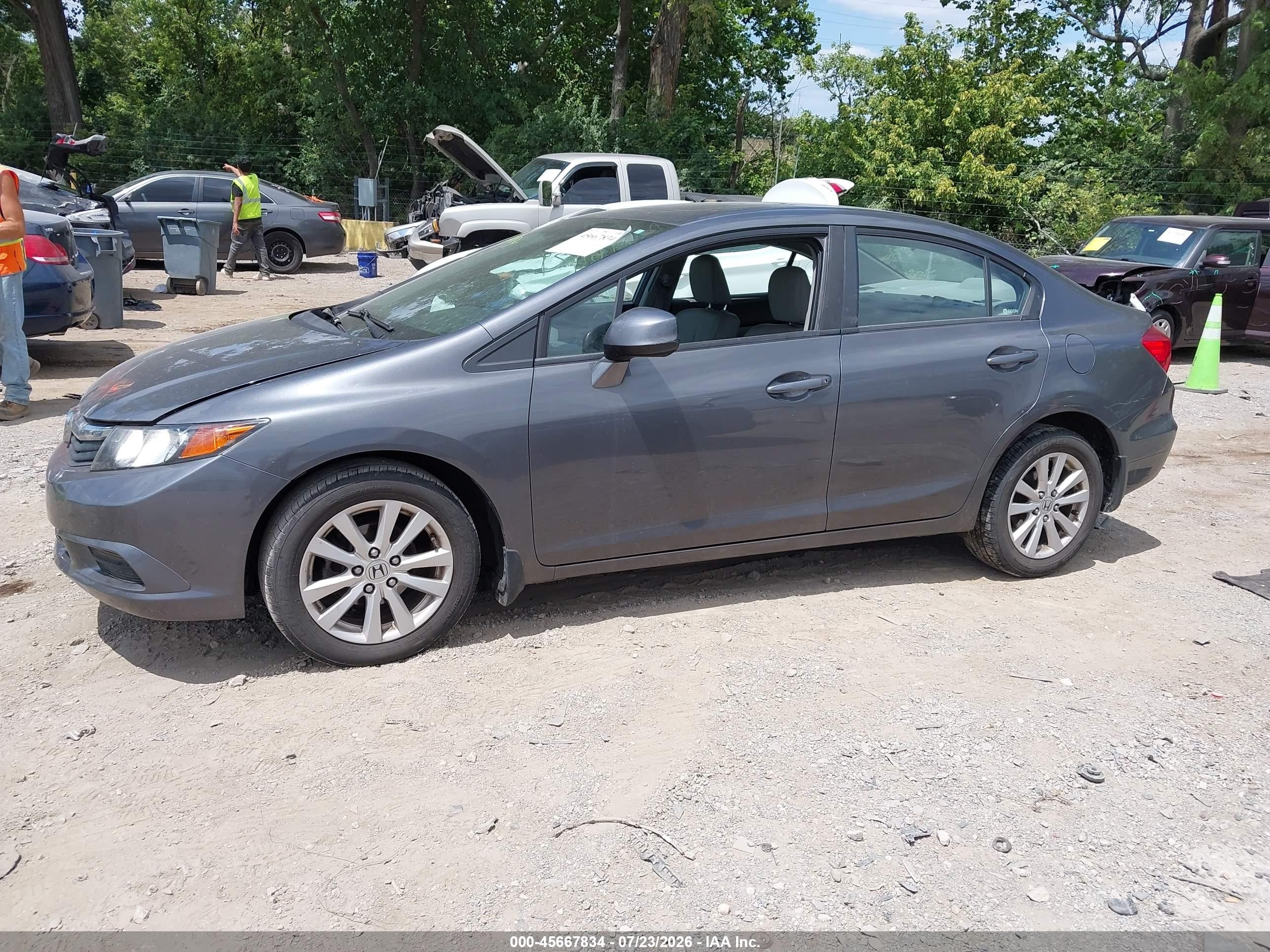 2012 Honda Civic Ex-l Gray vin: 19XFB2F90CE023652