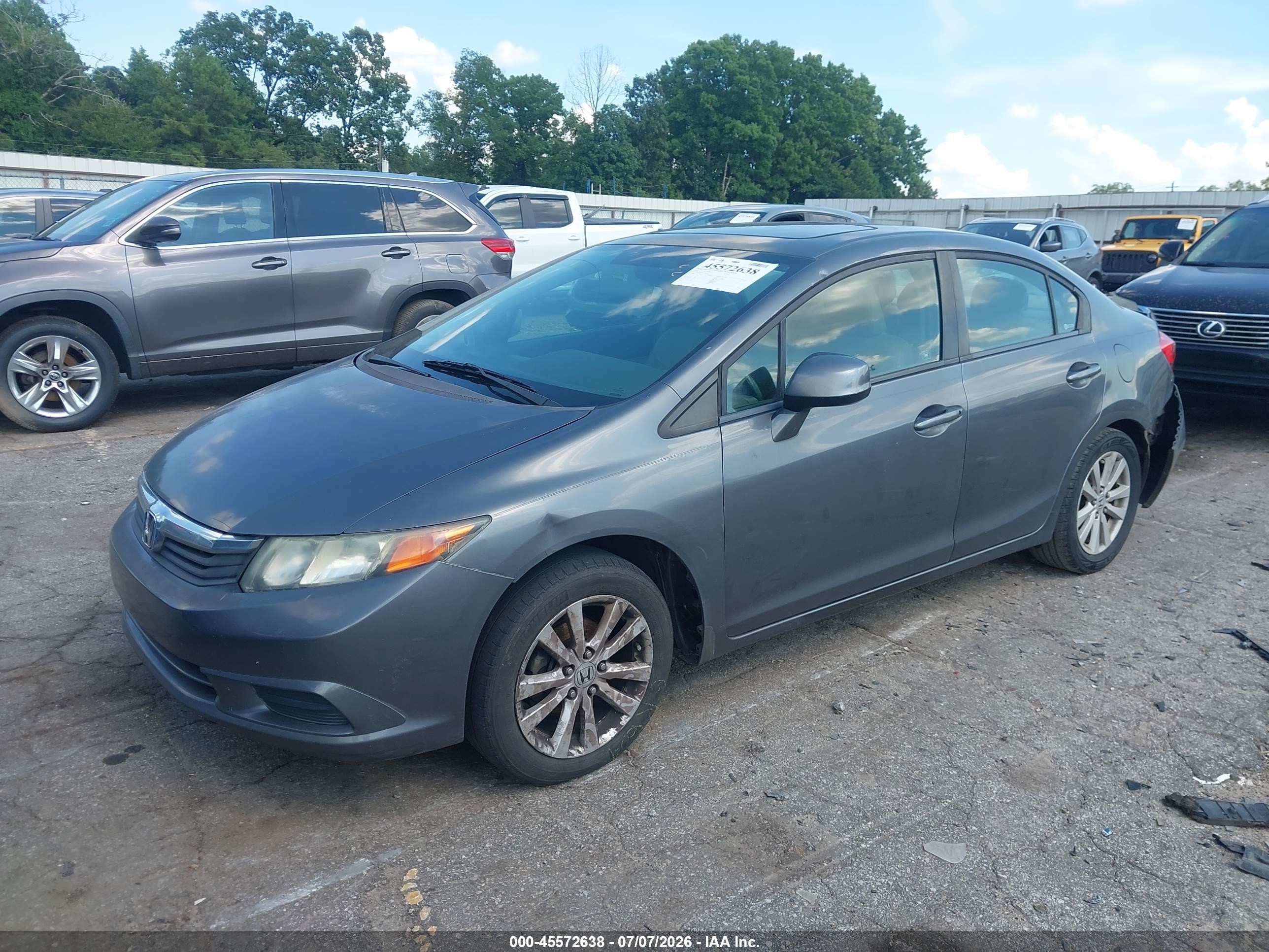 2012 Honda Civic Ex-l Gray vin: 19XFB2F90CE040239