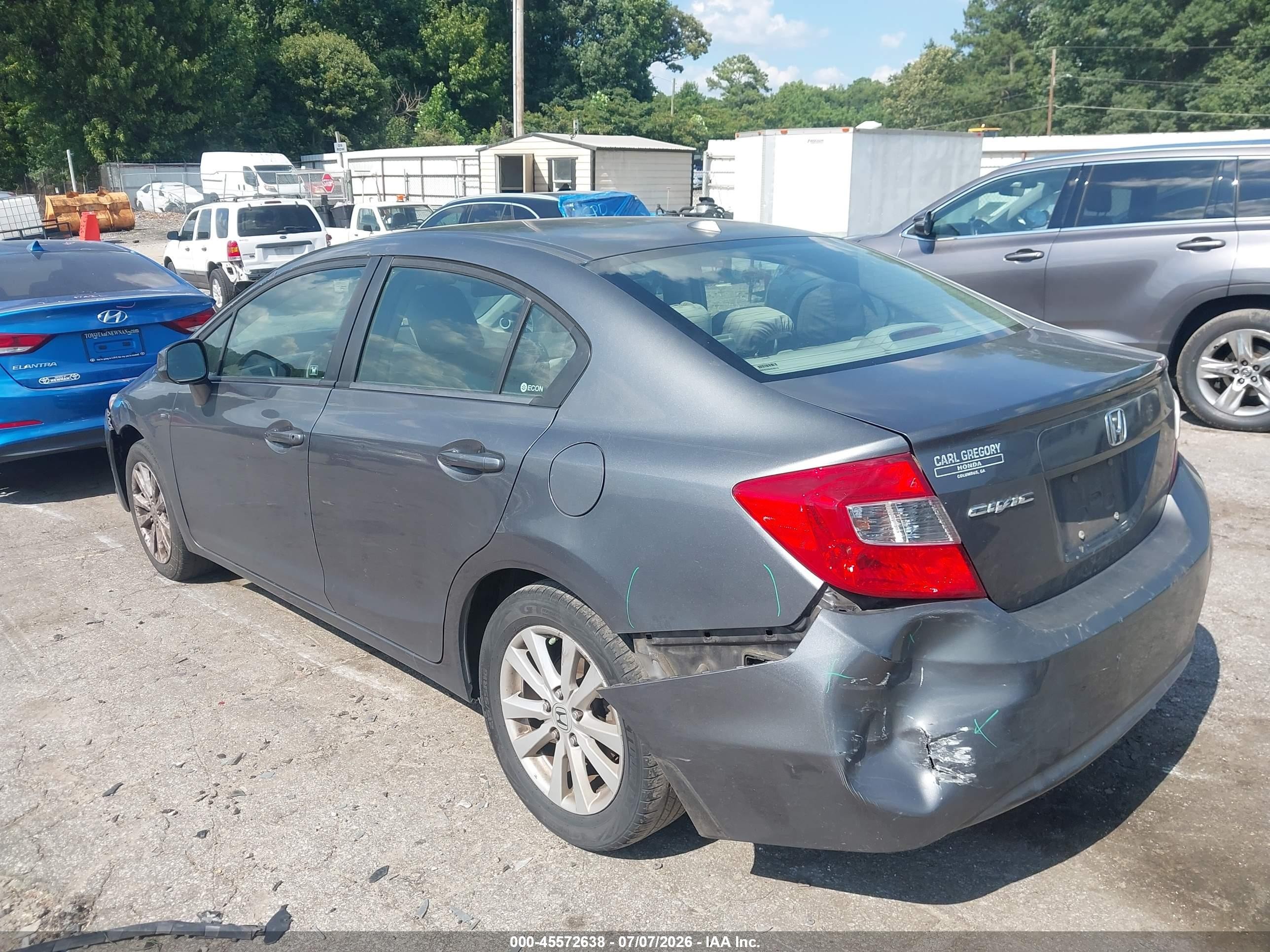 2012 Honda Civic Ex-l Gray vin: 19XFB2F90CE040239