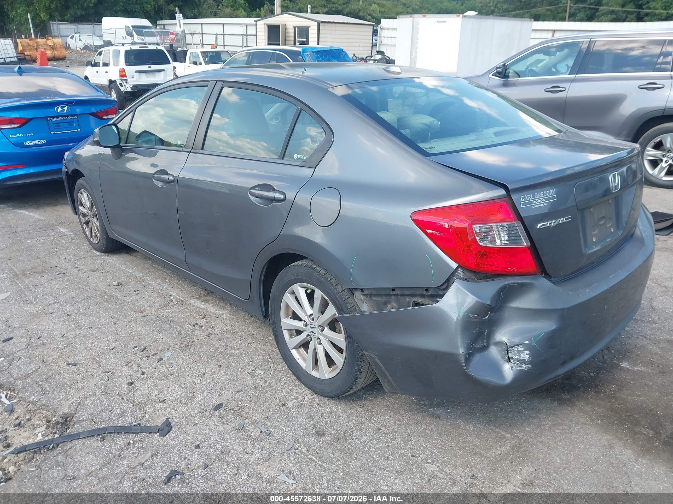 2012 Honda Civic Ex-l Gray vin: 19XFB2F90CE040239
