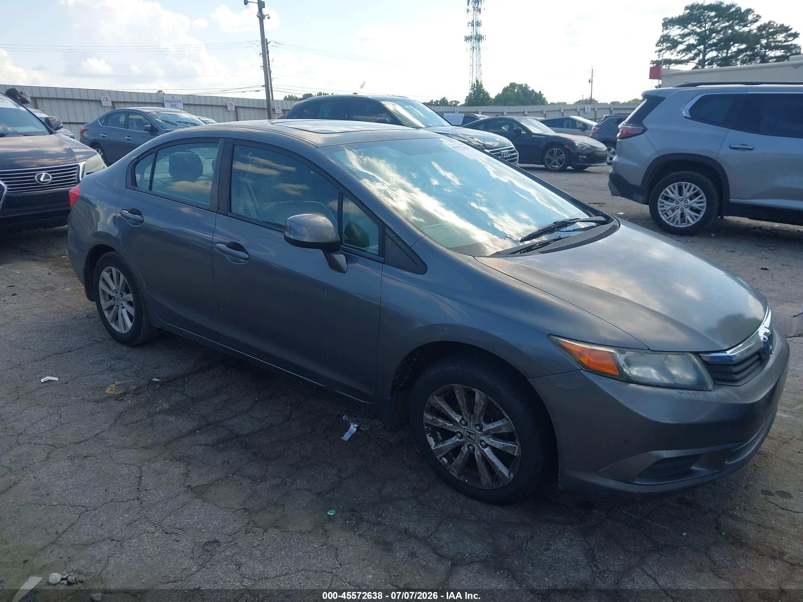 2012 Honda Civic Ex-l Gray vin: 19XFB2F90CE040239