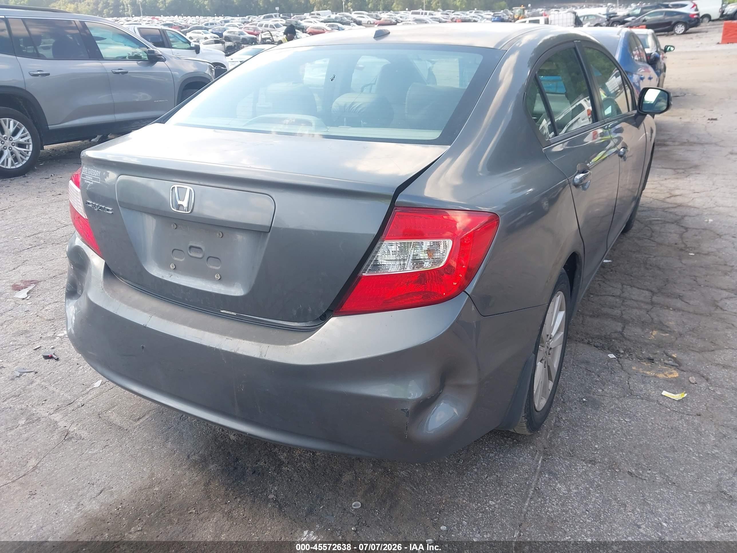 2012 Honda Civic Ex-l Gray vin: 19XFB2F90CE040239