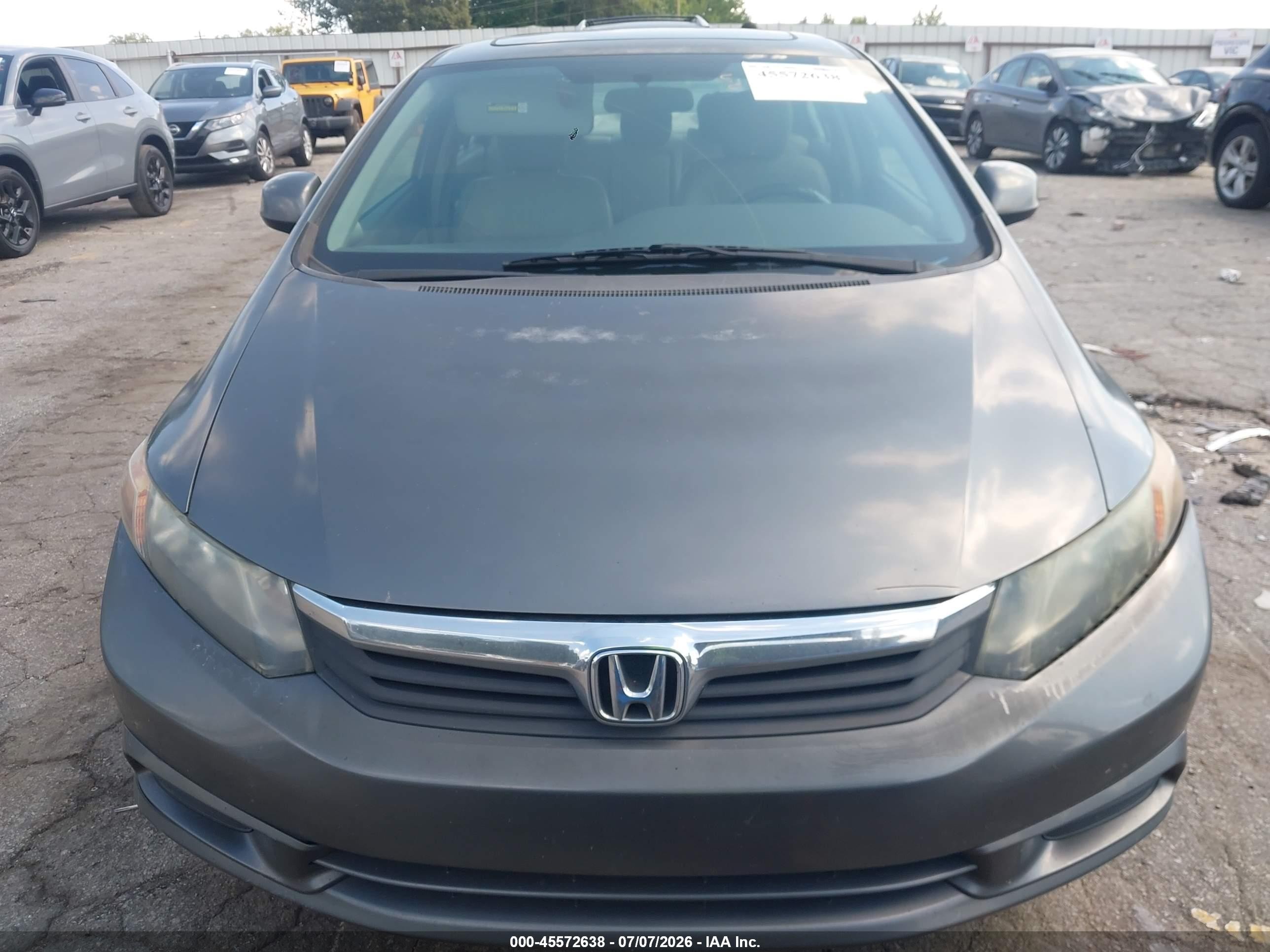2012 Honda Civic Ex-l Gray vin: 19XFB2F90CE040239