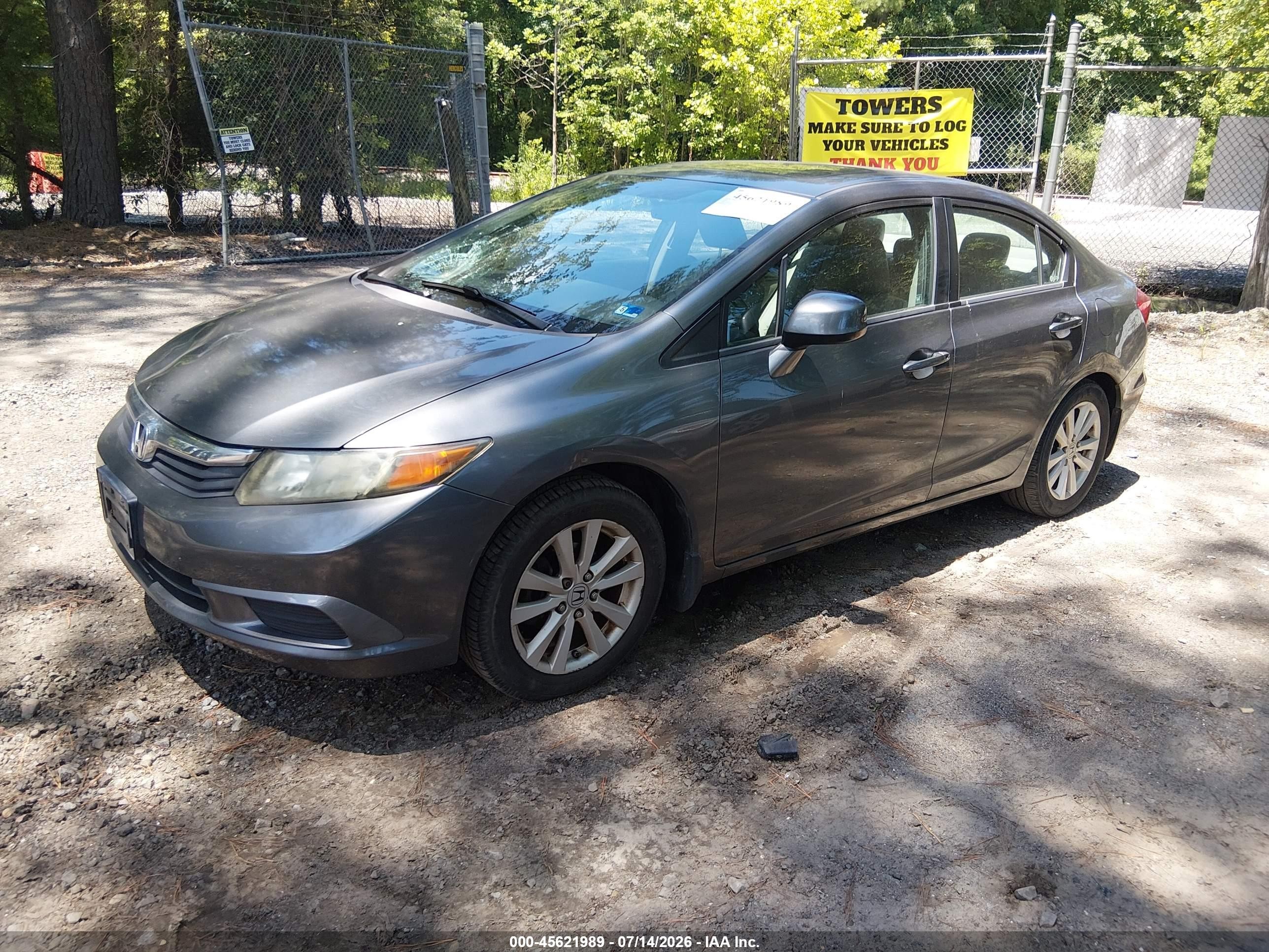 2012 Honda Civic Ex-l Gray vin: 19XFB2F90CE047871