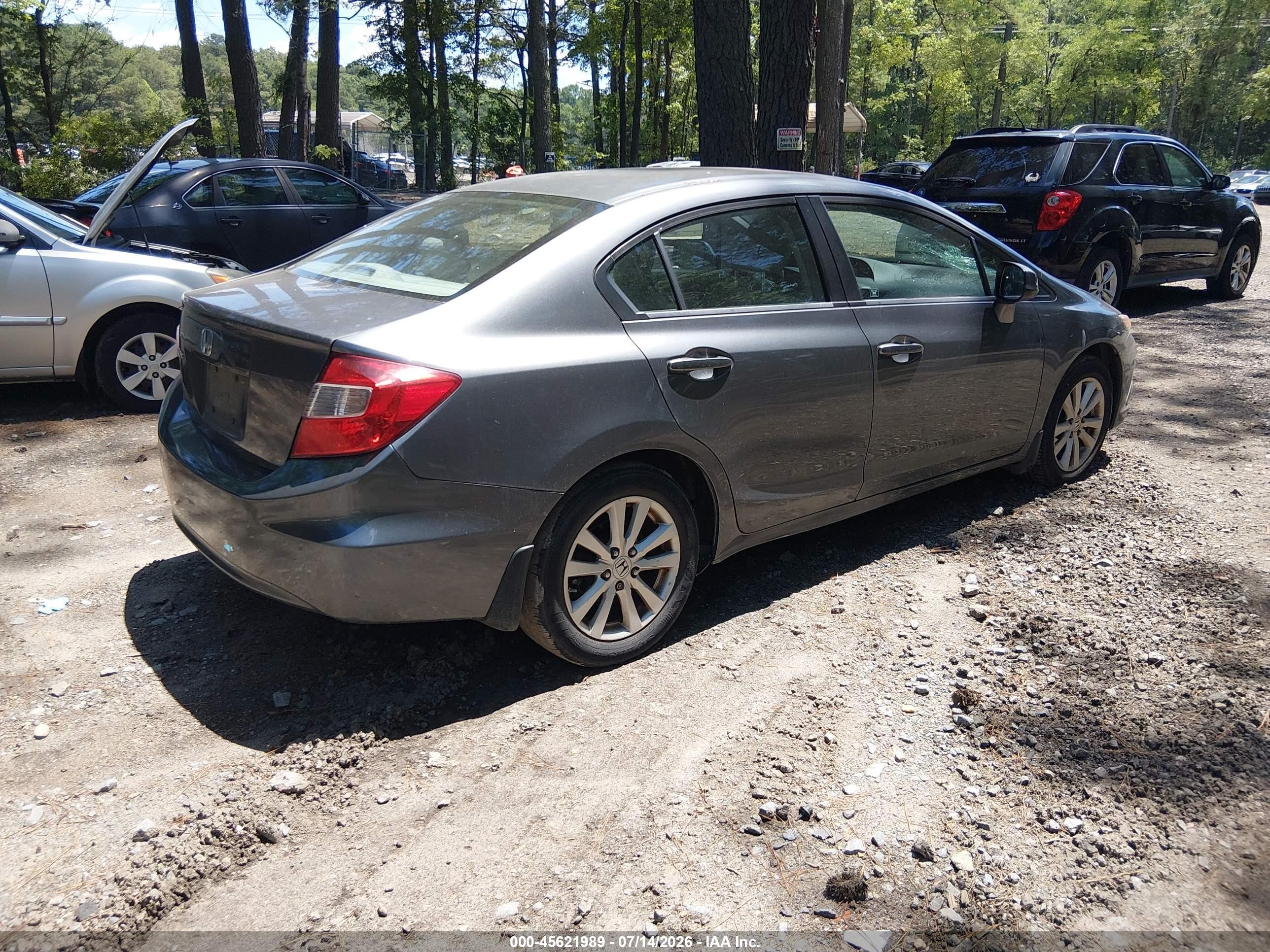 2012 Honda Civic Ex-l Gray vin: 19XFB2F90CE047871