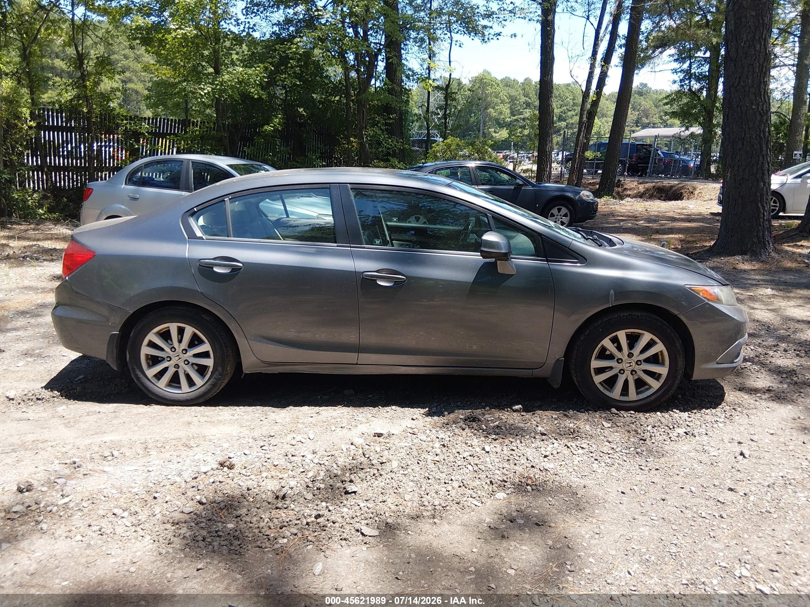 2012 Honda Civic Ex-l Gray vin: 19XFB2F90CE047871