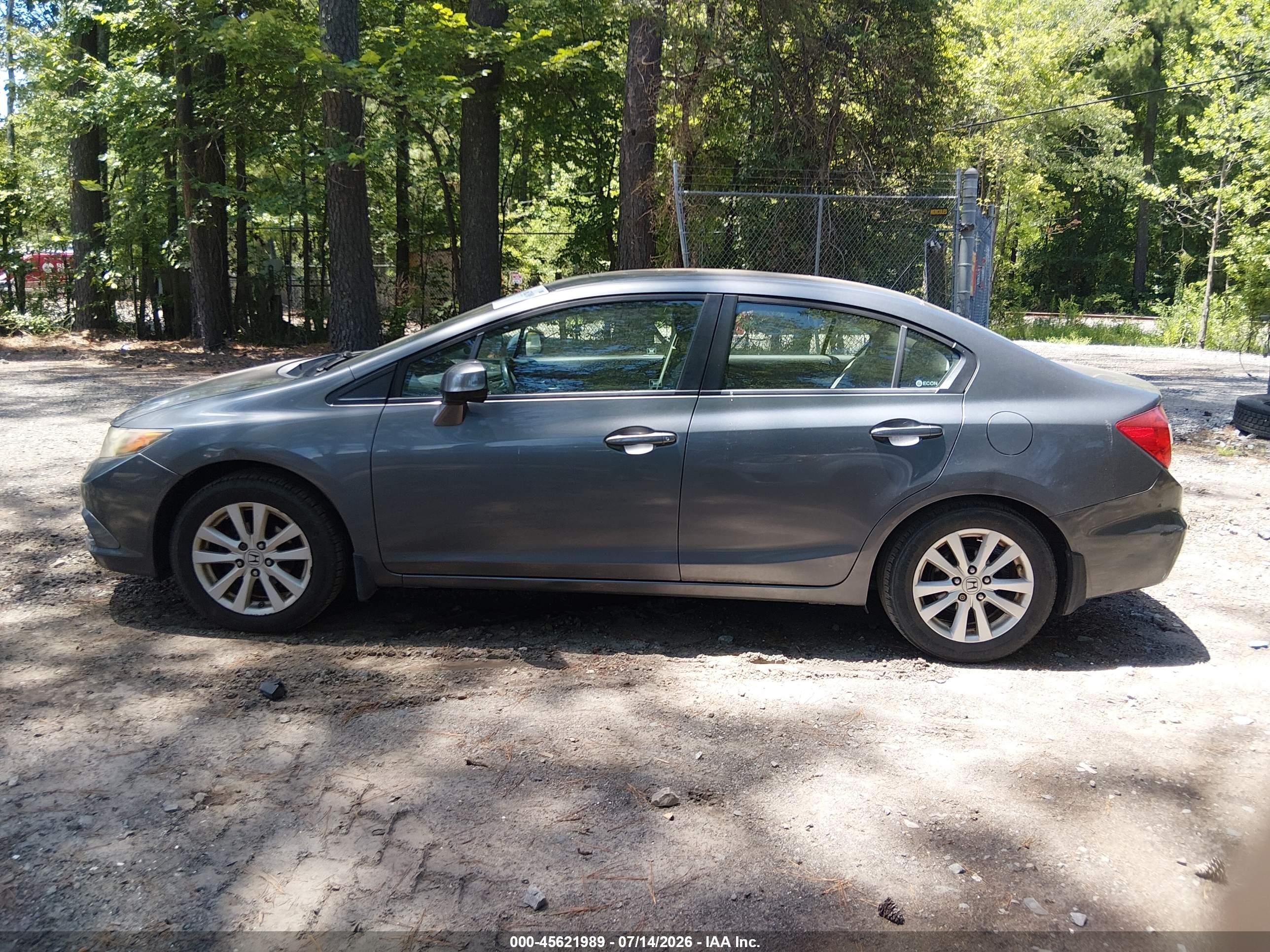 2012 Honda Civic Ex-l Gray vin: 19XFB2F90CE047871