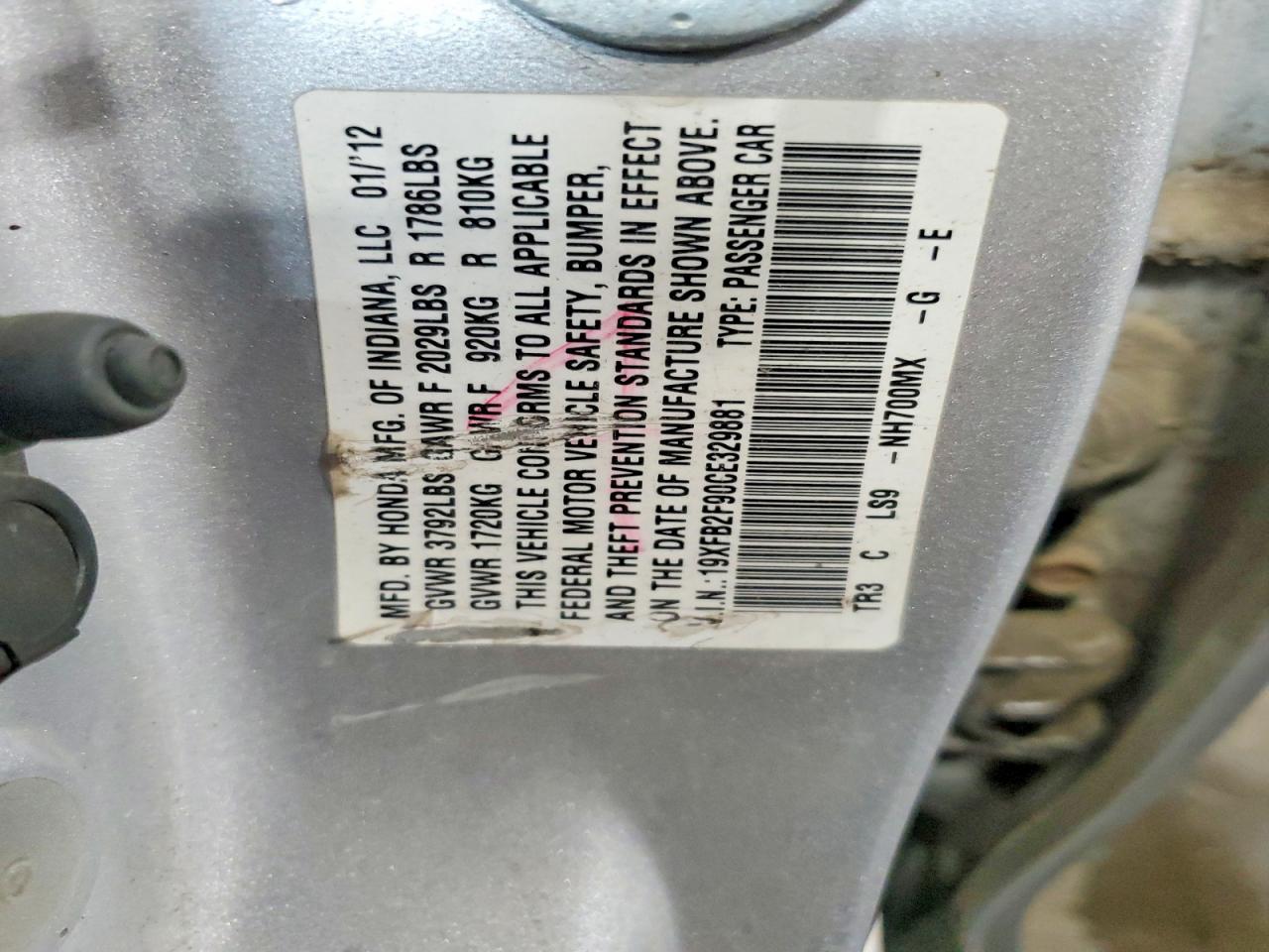 2012 Honda Civic Exl Silver vin: 19XFB2F90CE329881