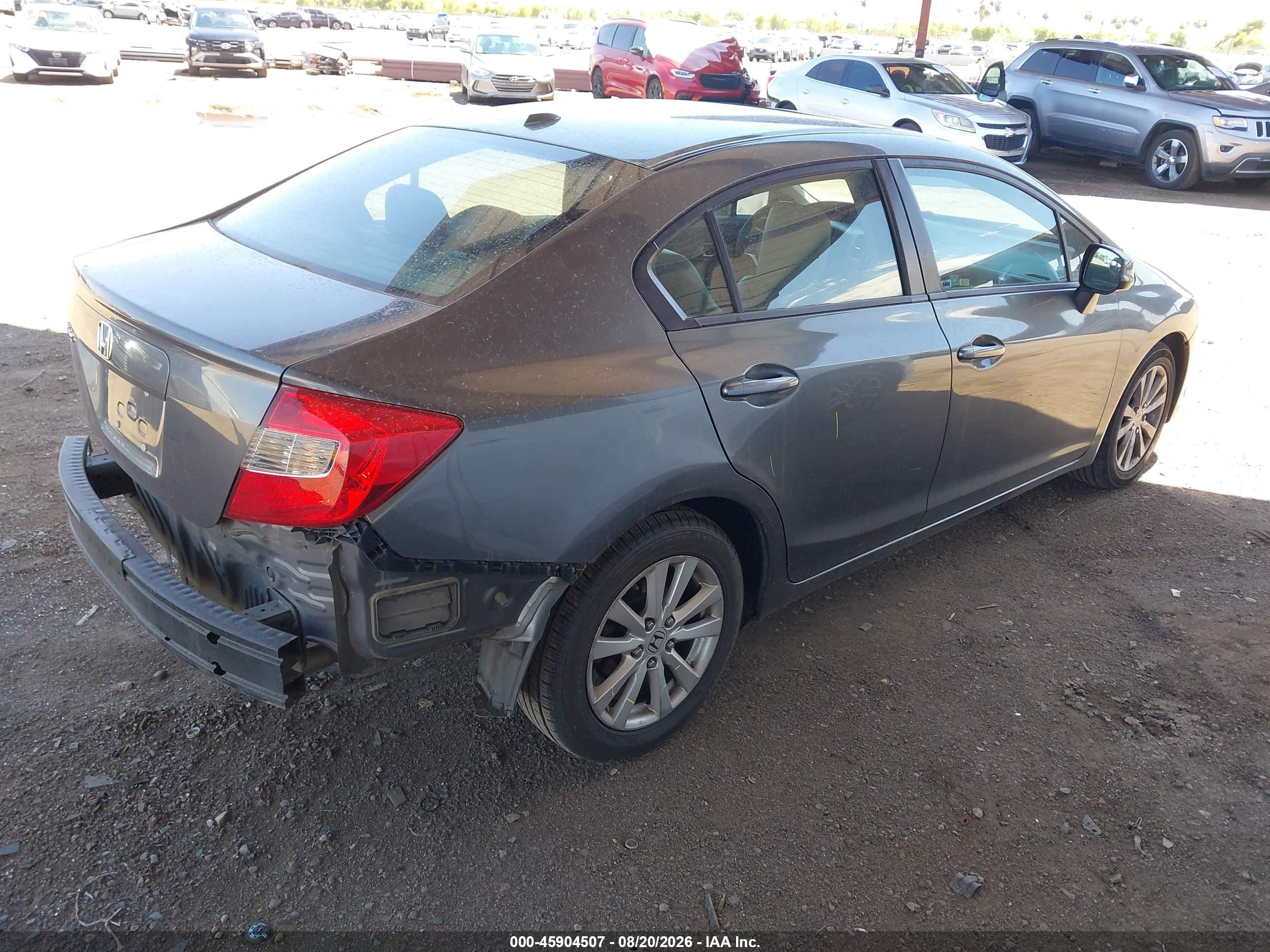 2012 Honda Civic Ex-l Gray vin: 19XFB2F90CE358510