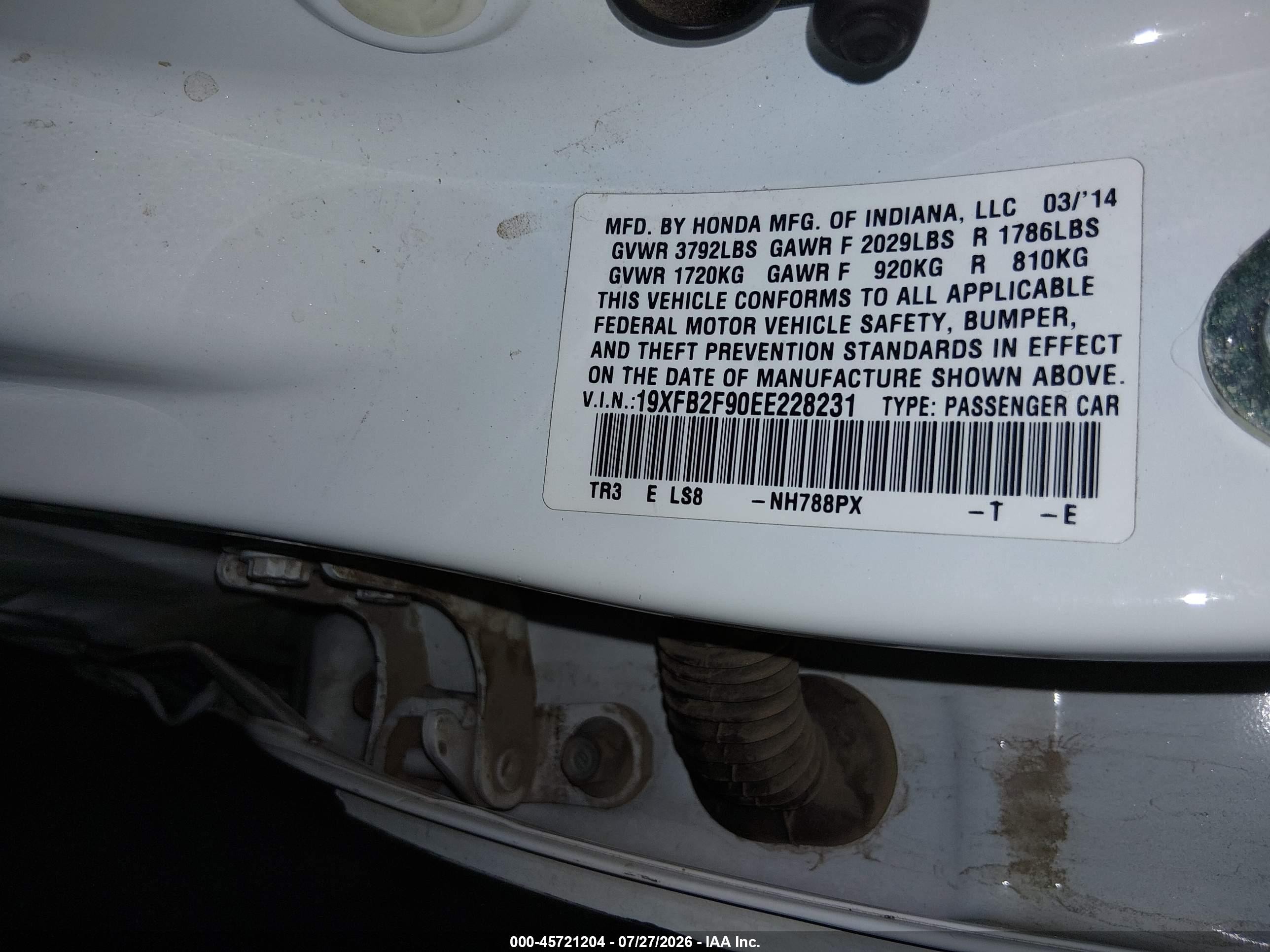 2014 Honda Civic Ex-l White vin: 19XFB2F90EE228231