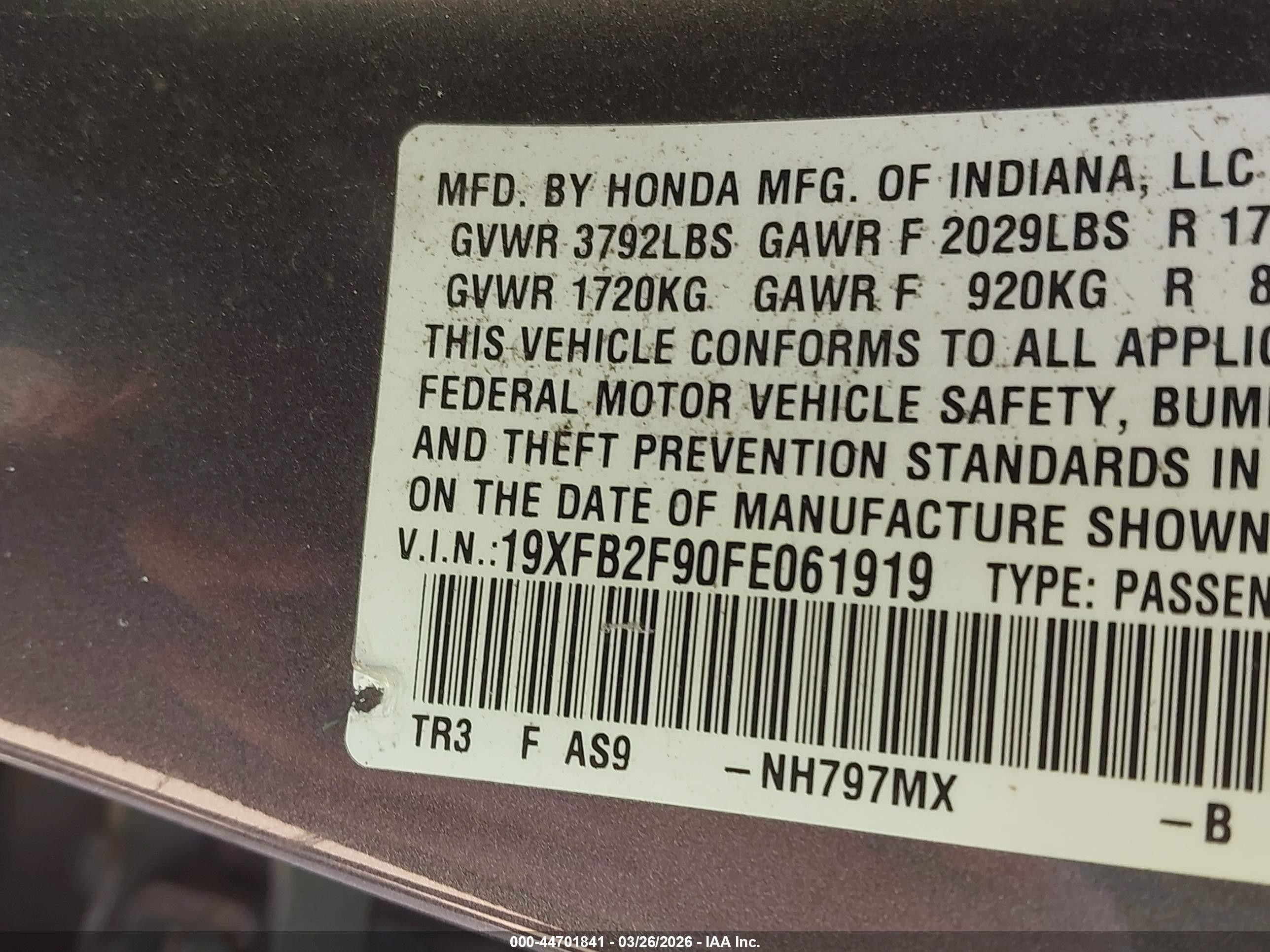 2015 Honda Civic Ex-l Gray vin: 19XFB2F90FE061919