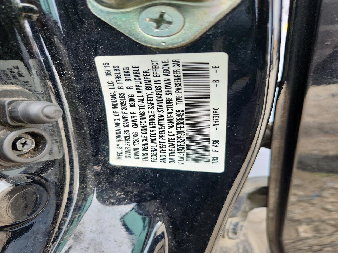 2015 Honda Civic Exl Черный vin: 19XFB2F90FE086495