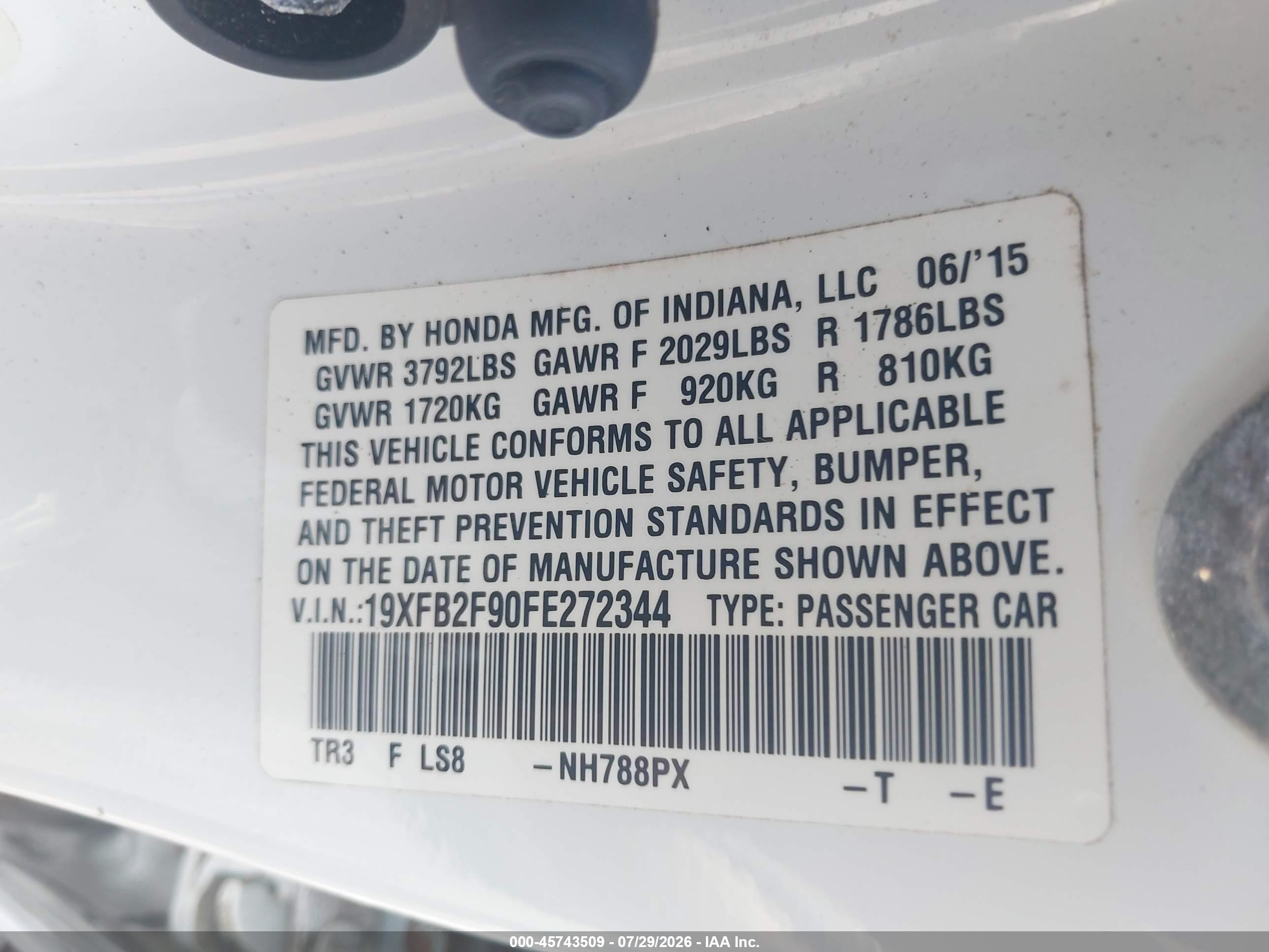 2015 Honda Civic Ex-l Белый vin: 19XFB2F90FE272344