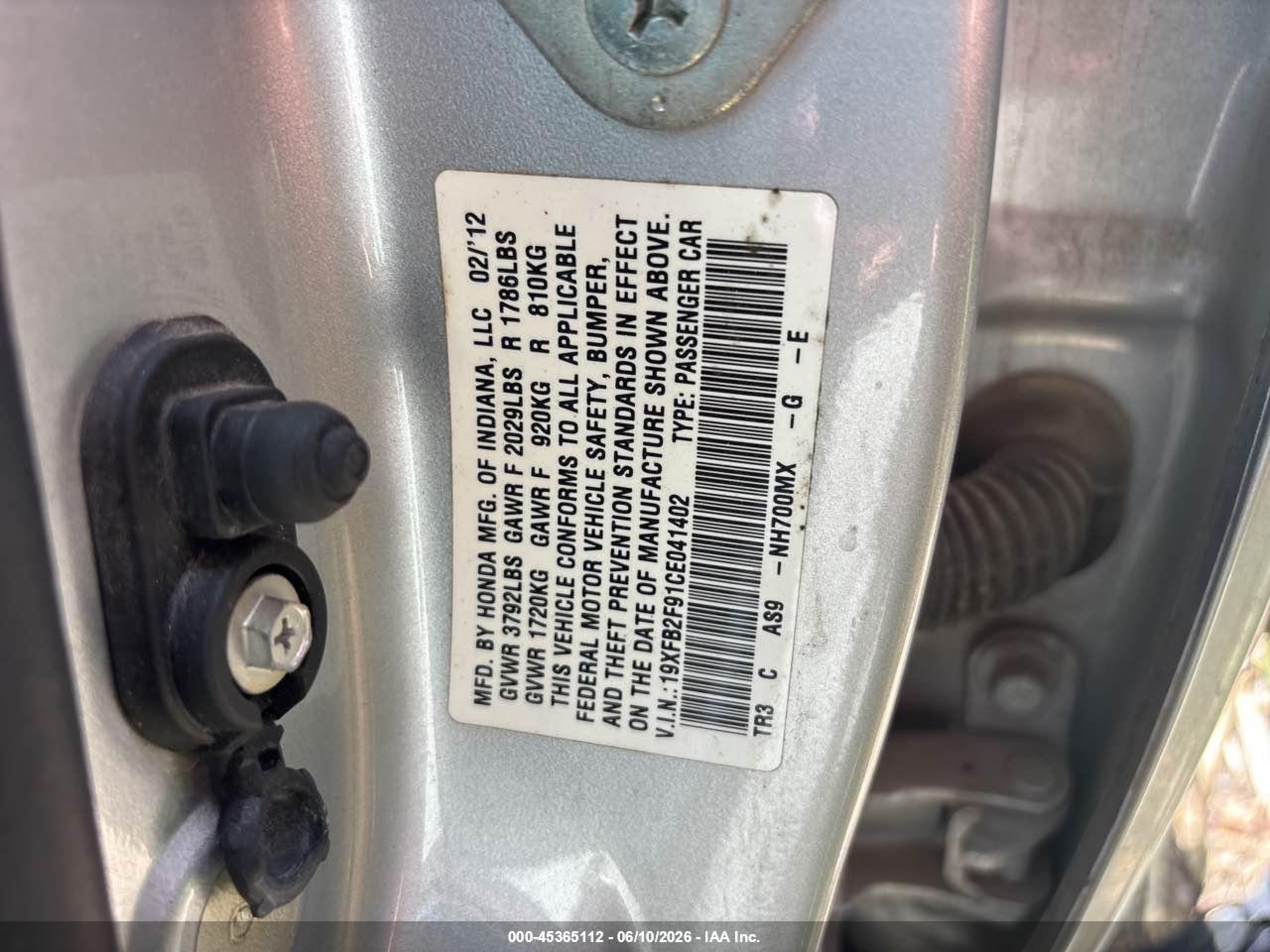 2012 Honda Civic Ex-l vin: 19XFB2F91CE041402