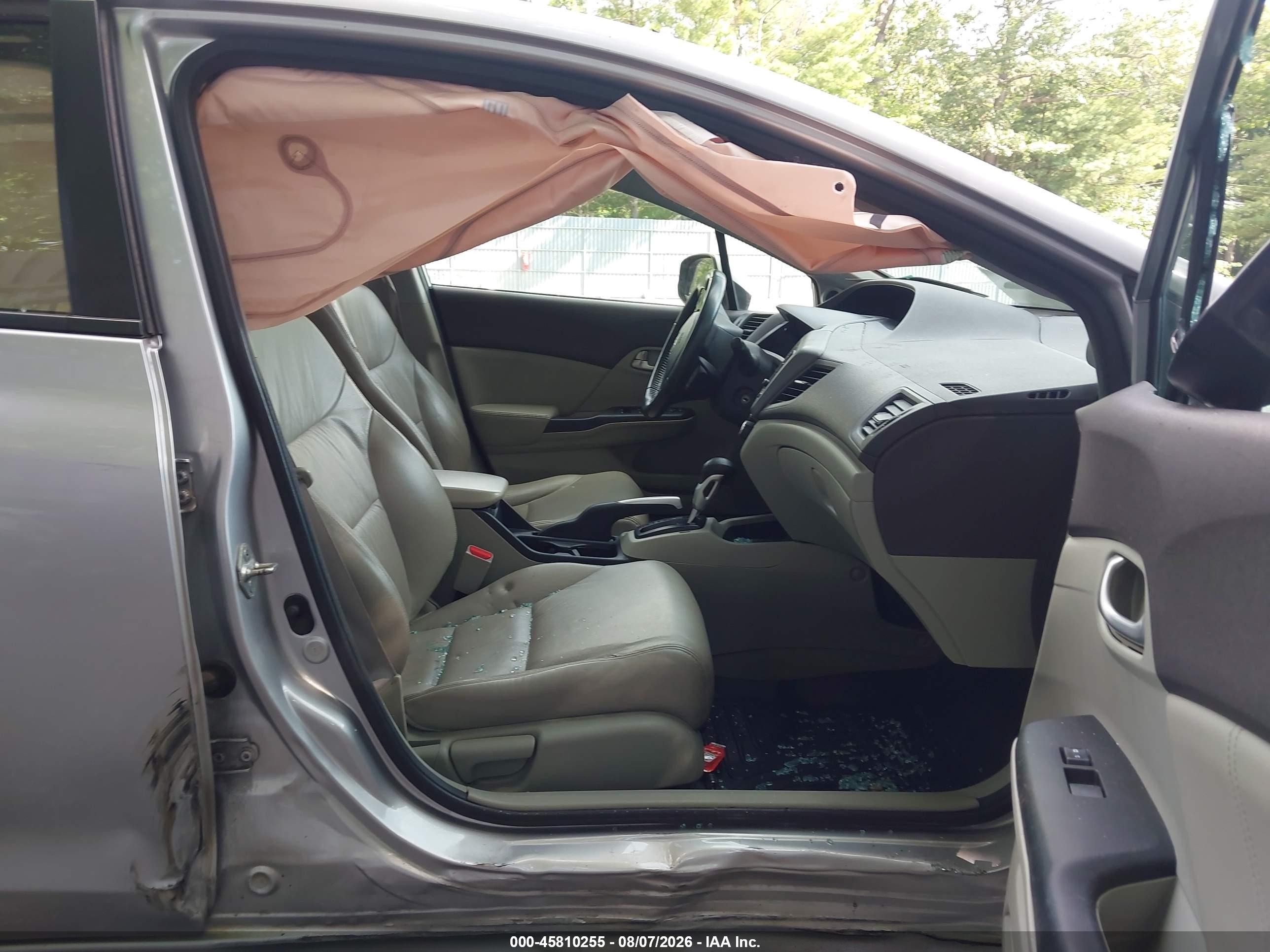 2012 Honda Civic Ex-l Silver vin: 19XFB2F91CE322843