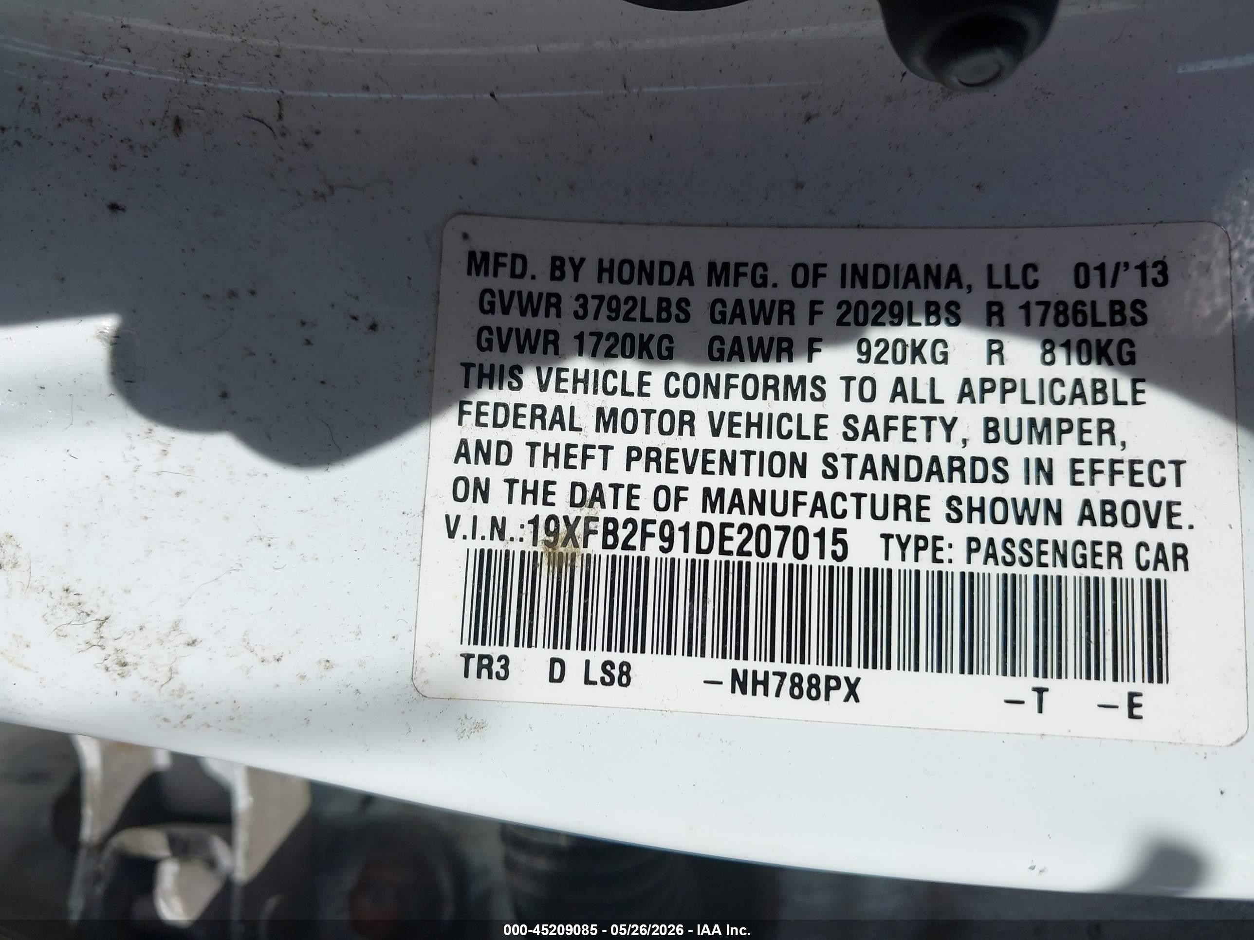 2013 Honda Civic Ex-l White vin: 19XFB2F91DE207015
