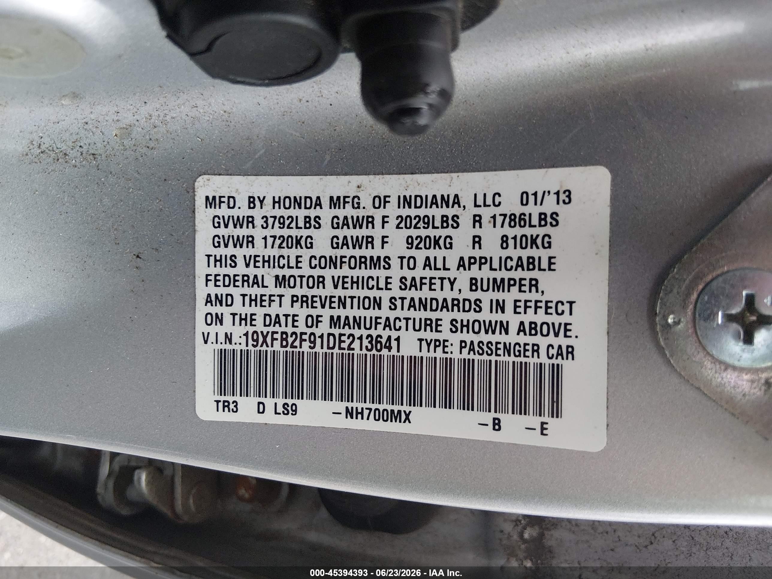 2013 Honda Civic Ex-l Silver vin: 19XFB2F91DE213641