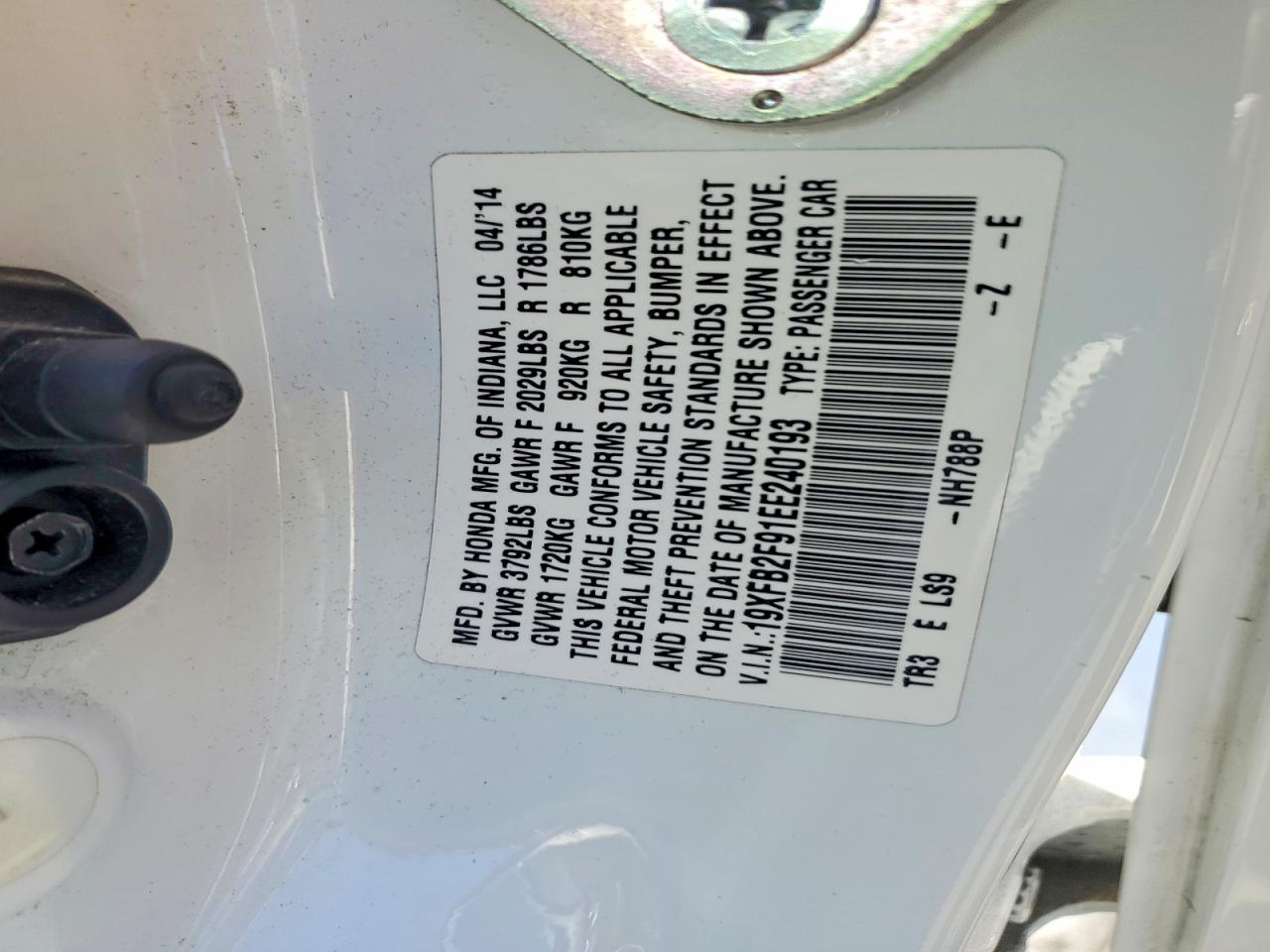 2014 Honda Civic Exl White vin: 19XFB2F91EE240193