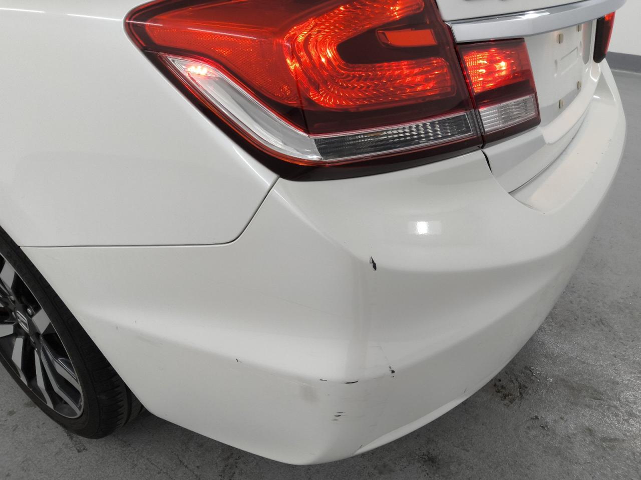 2015 Honda Civic Exl White vin: 19XFB2F91FE268481 Damage: Rear Bumper, Heavy Scratch, 1 To 2 Inches