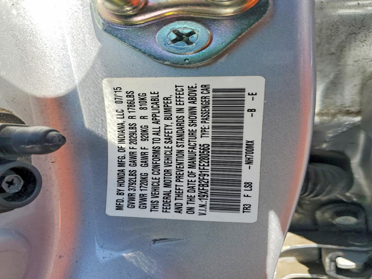 2015 Honda Civic Exl Silver vin: 19XFB2F91FE280565