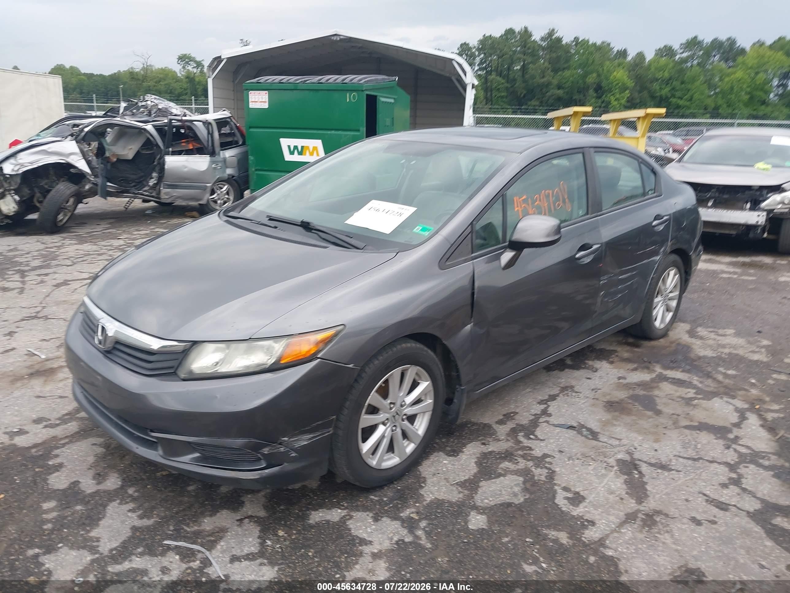 2012 Honda Civic Ex-l Gray vin: 19XFB2F92CE308126