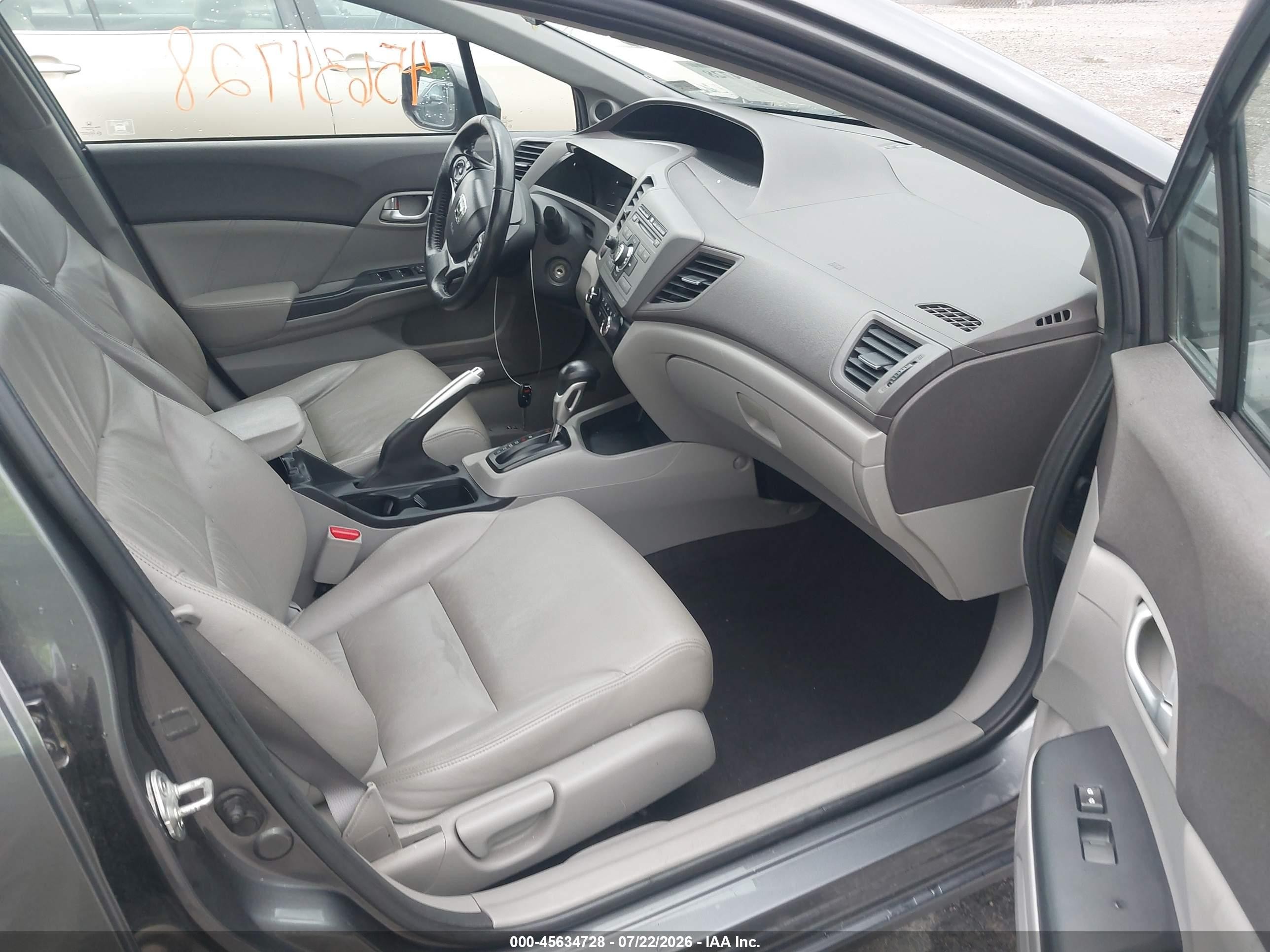 2012 Honda Civic Ex-l Gray vin: 19XFB2F92CE308126