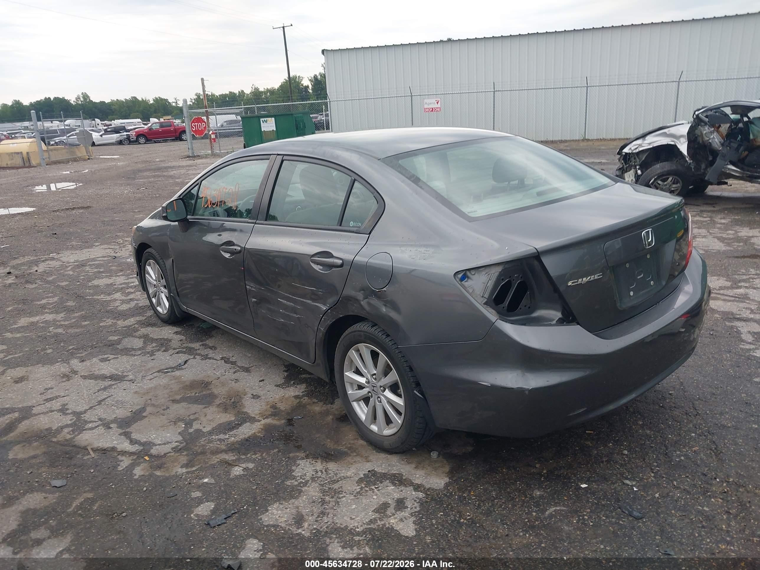 2012 Honda Civic Ex-l Gray vin: 19XFB2F92CE308126